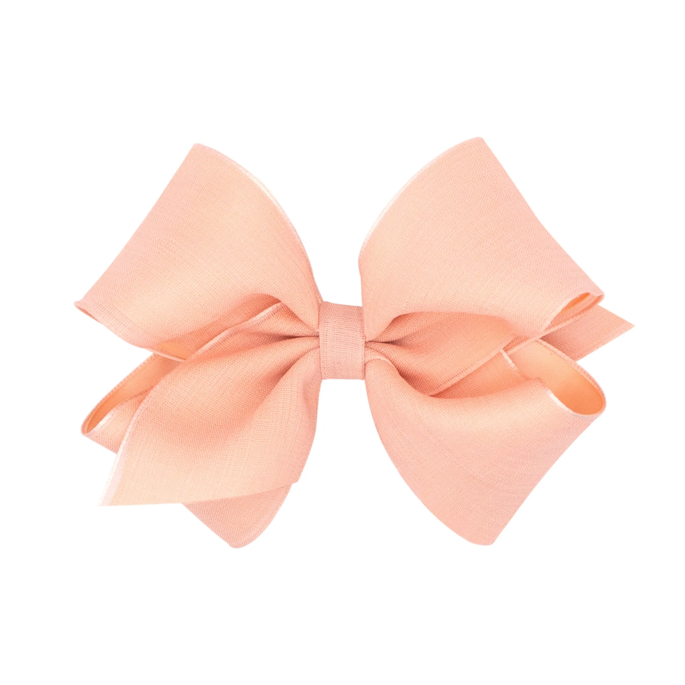 King Canvas Linen & Satin Overlay Hair Bow on Clippie