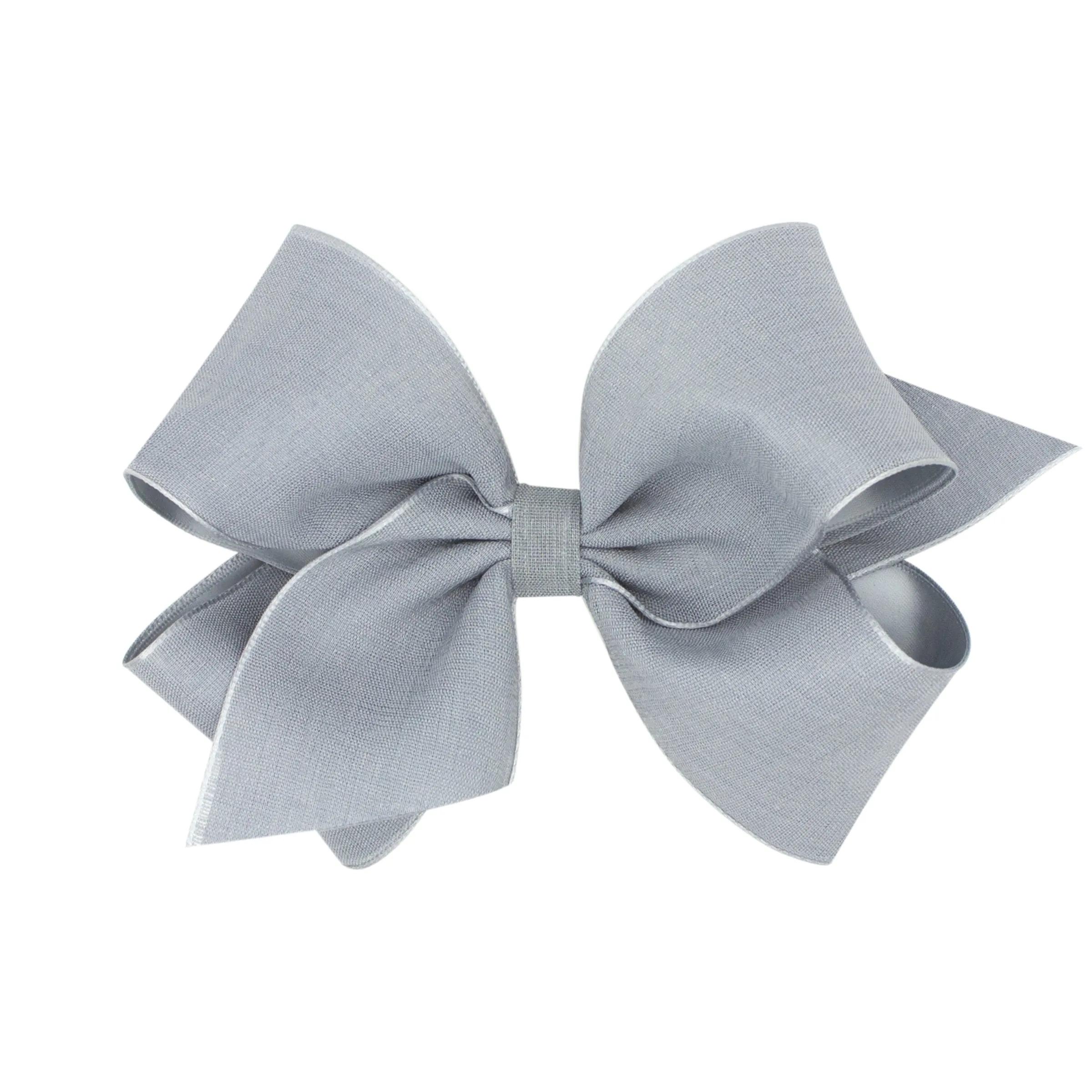 King Canvas Linen & Satin Overlay Hair Bow on Clippie