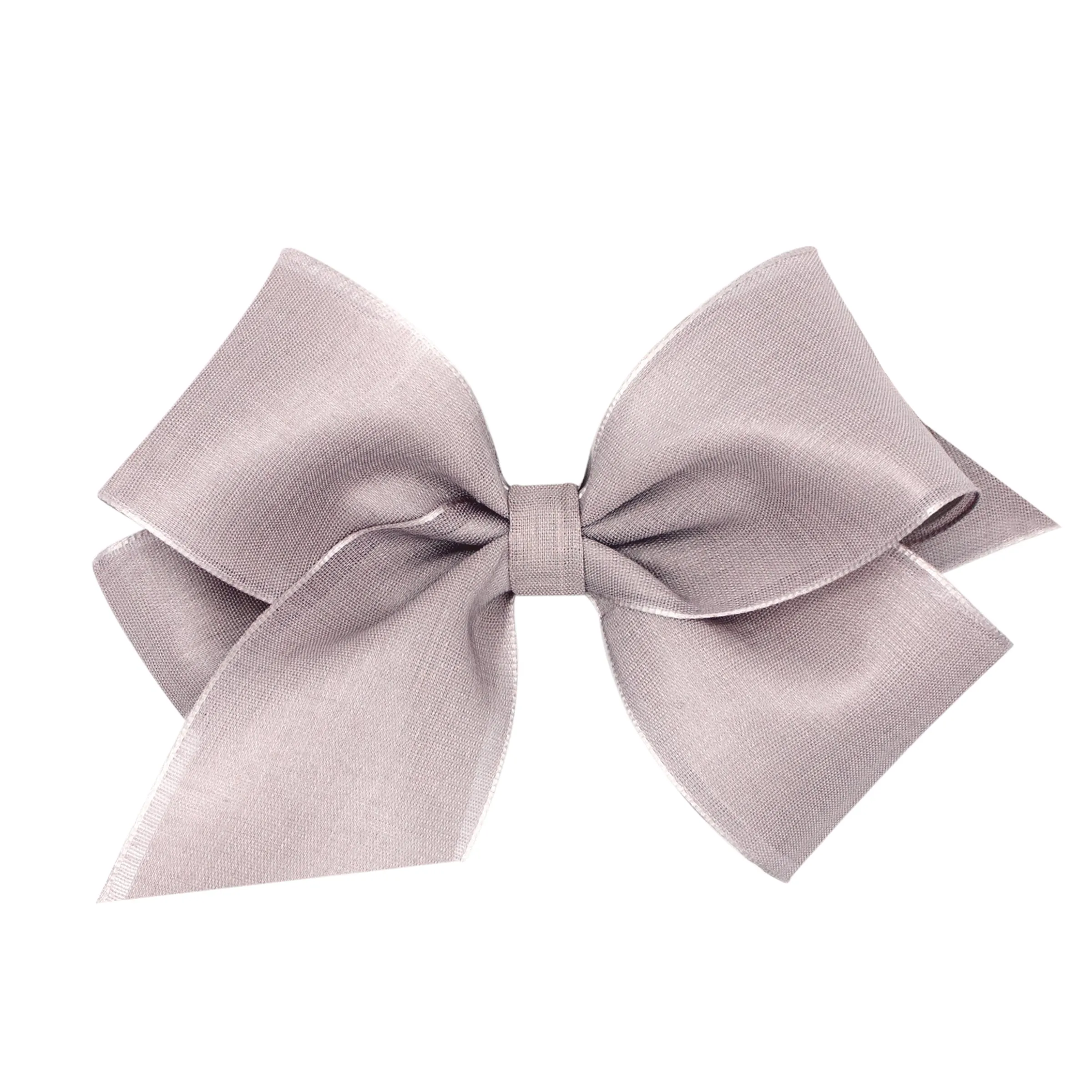 King Canvas Linen & Satin Overlay Hair Bow on Clippie