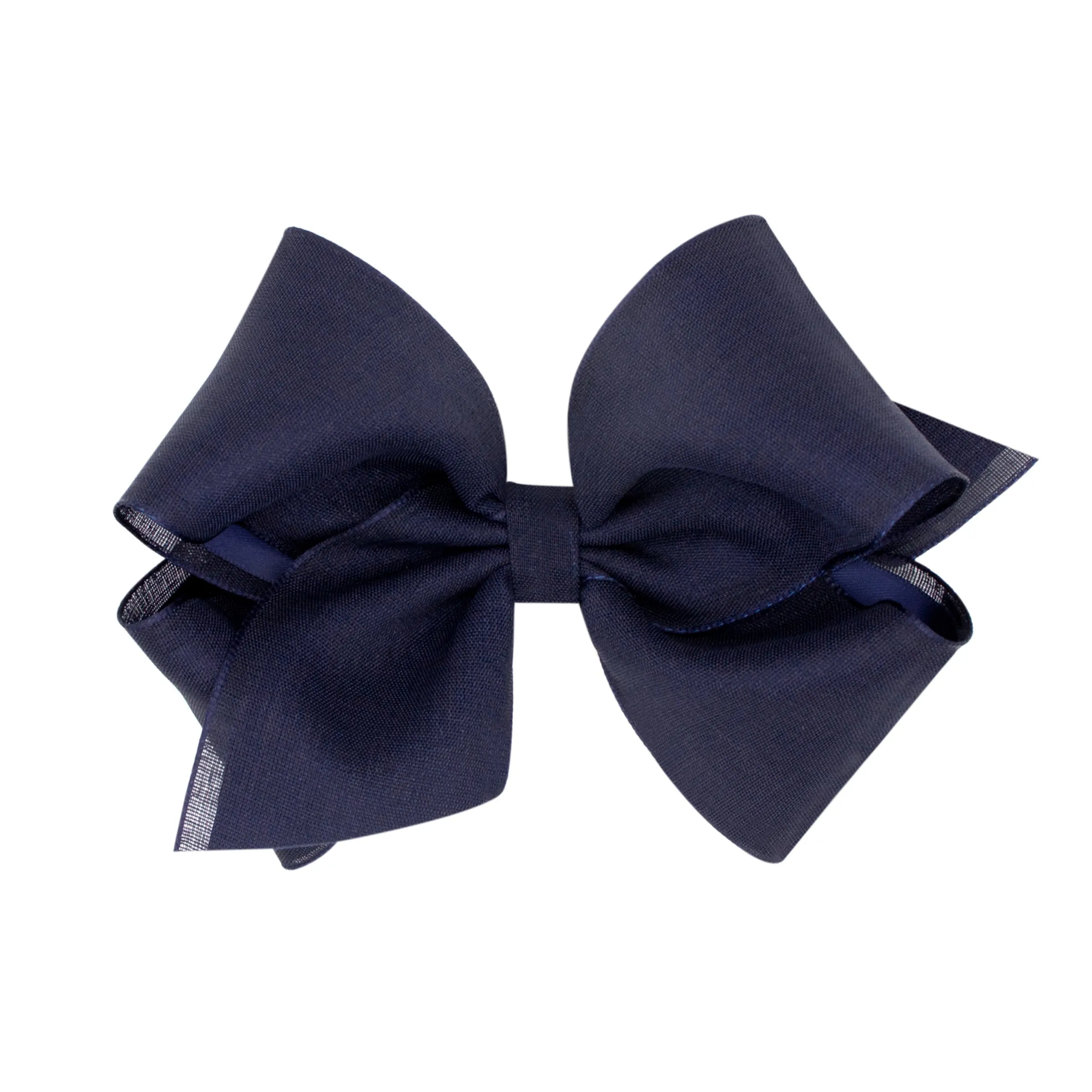 King Canvas Linen & Satin Overlay Hair Bow on Clippie