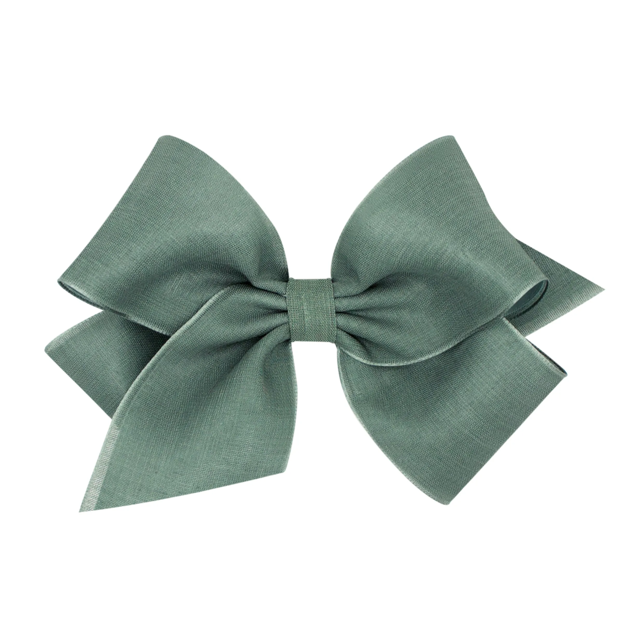 King Canvas Linen & Satin Overlay Hair Bow on Clippie