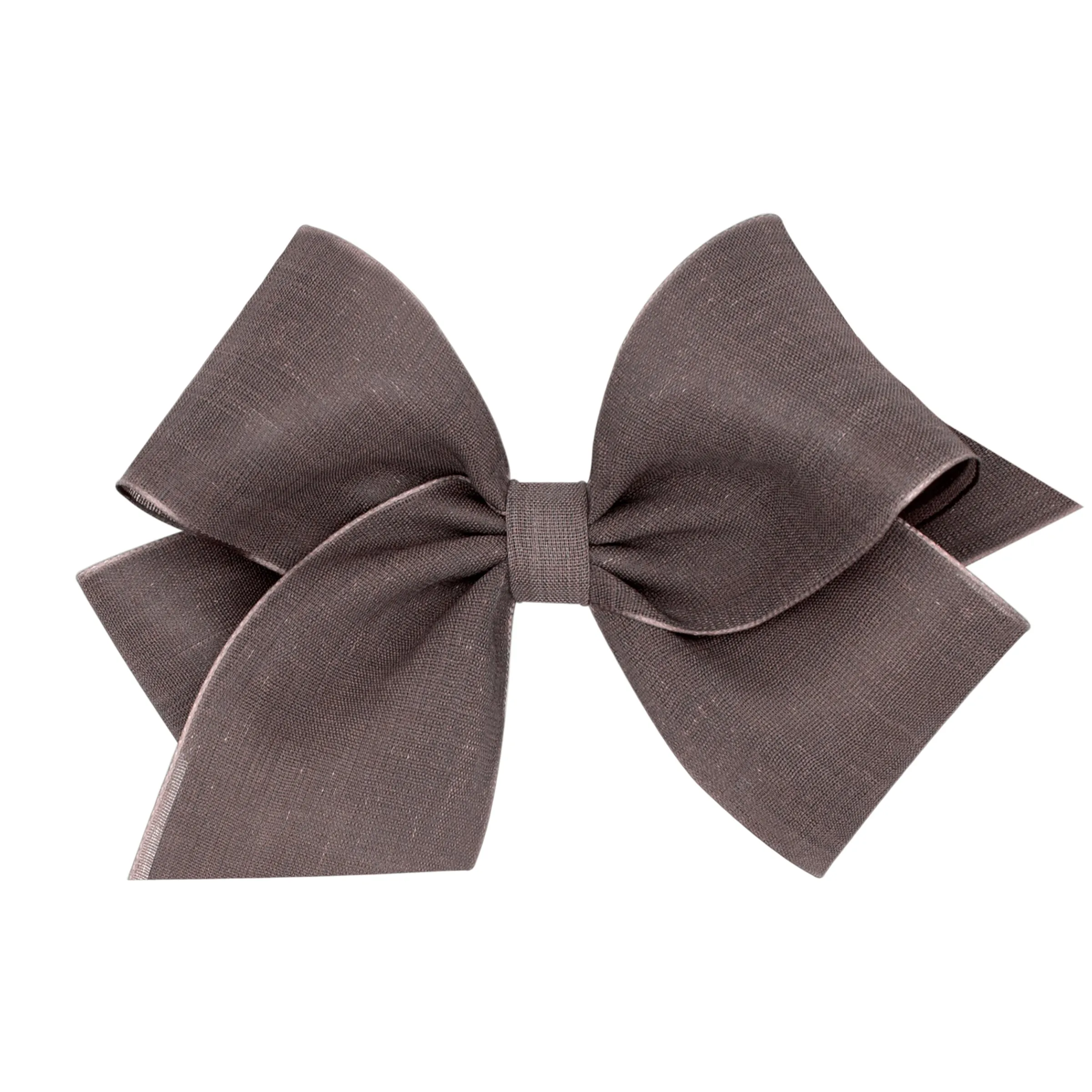 King Canvas Linen & Satin Overlay Hair Bow on Clippie