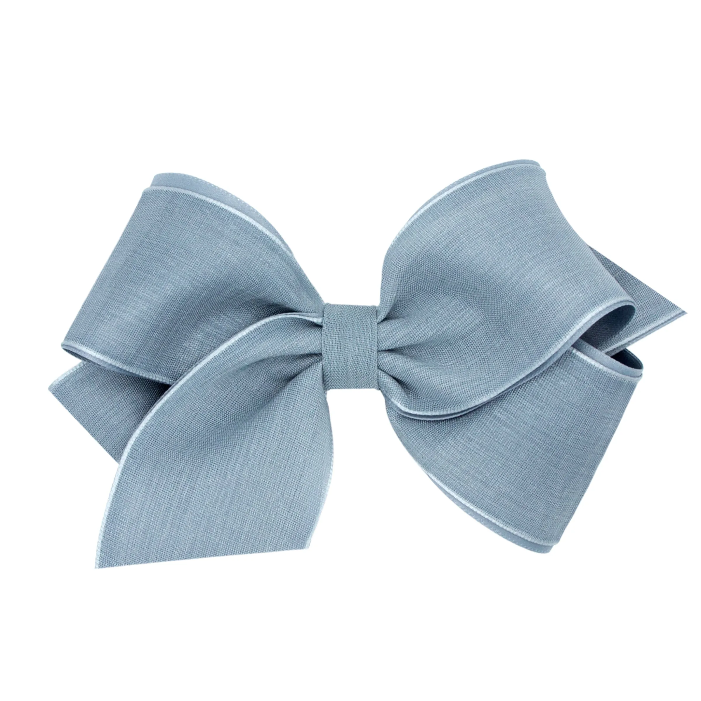 King Canvas Linen & Satin Overlay Hair Bow on Clippie