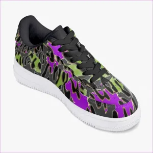 Leopard Grunge Low-Top Leather Sports Sneakers