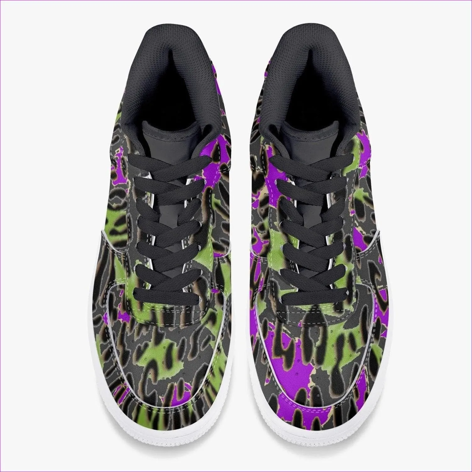 Leopard Grunge Low-Top Leather Sports Sneakers