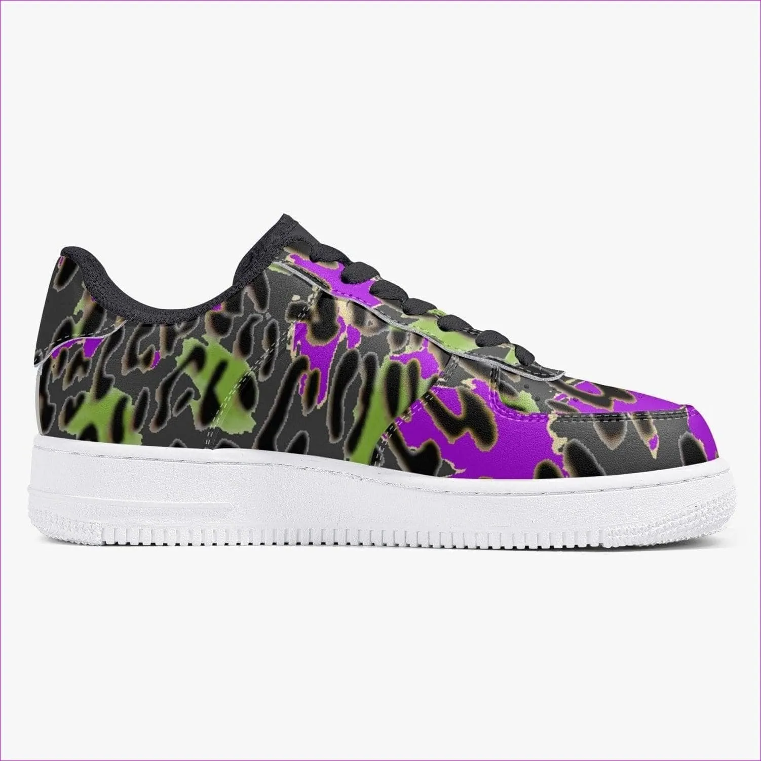 Leopard Grunge Low-Top Leather Sports Sneakers