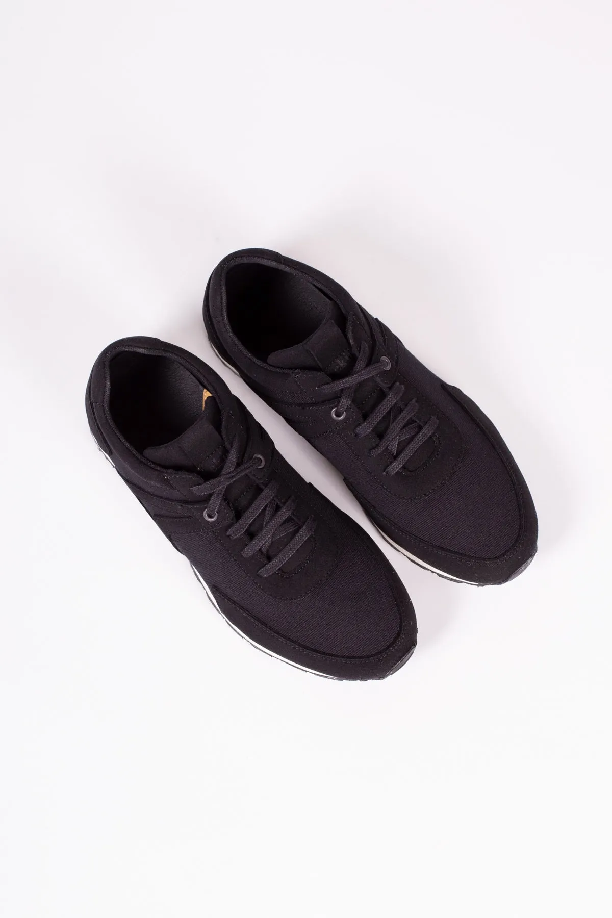 Low Seed Runner | Black Vegan Suede   Canvas