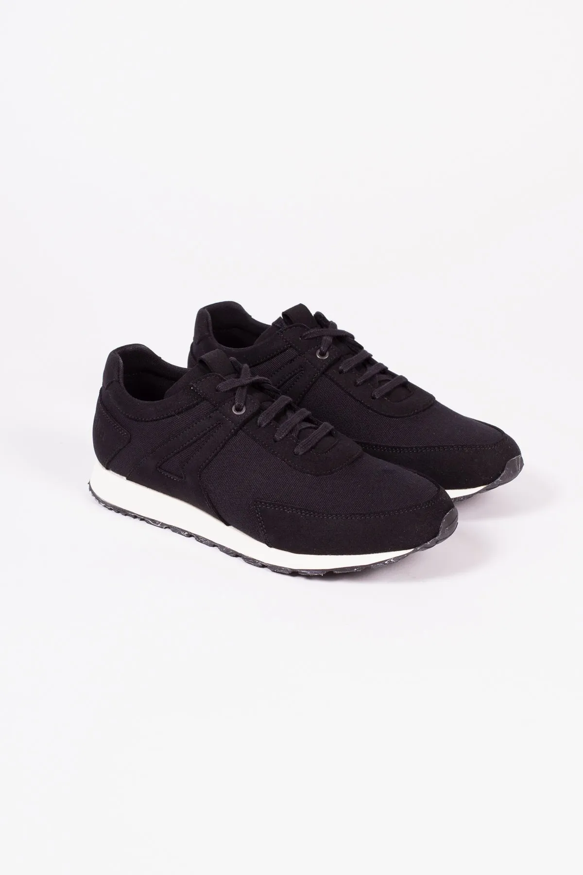 Low Seed Runner | Black Vegan Suede   Canvas