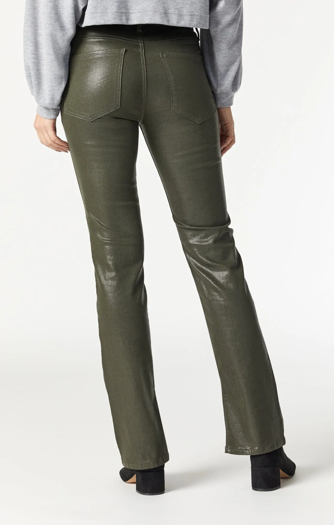 MARIA SLIT HEM FLARE IN KHAKI JEATHER