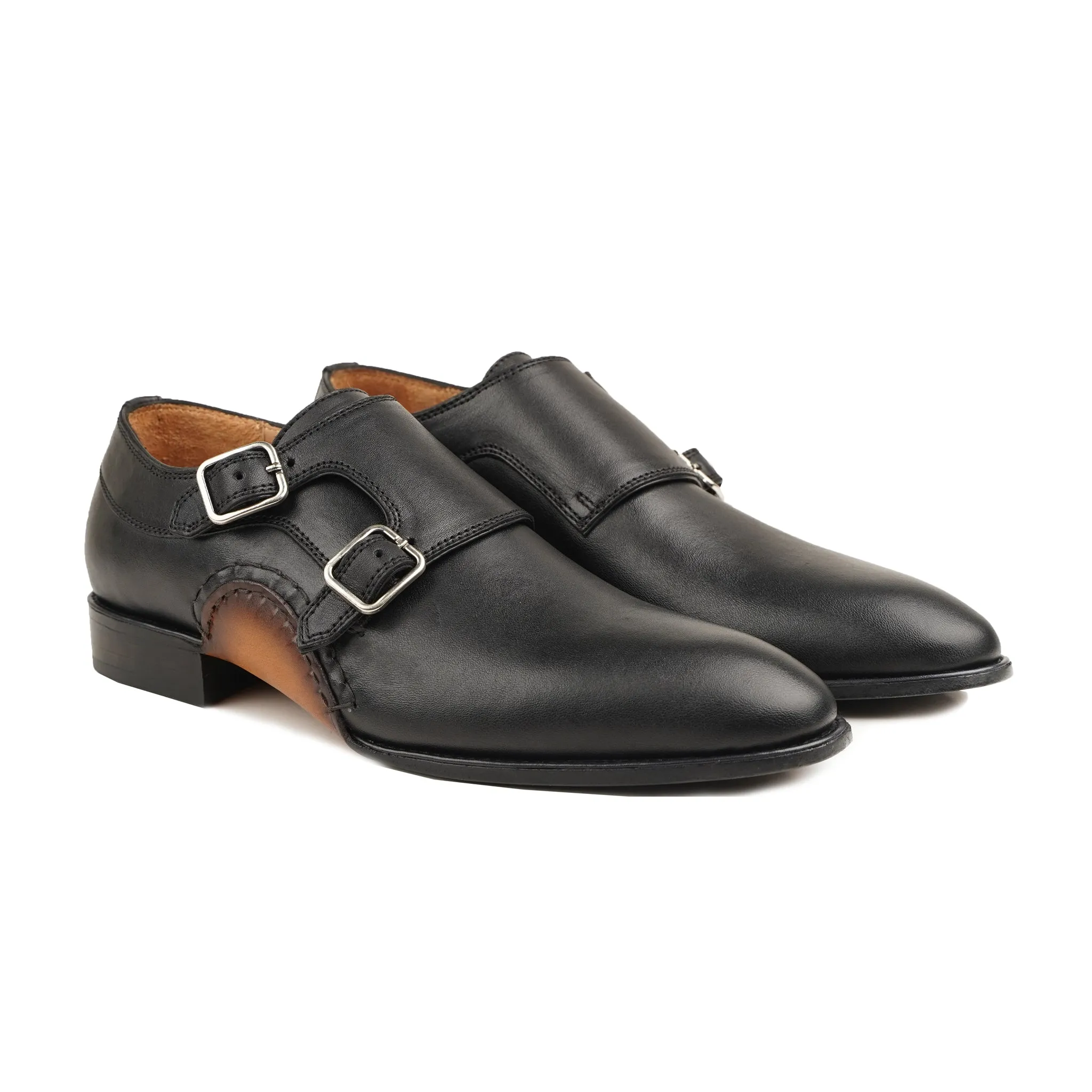 Mariner - Men's Black Calf Leather Double Monkstrap