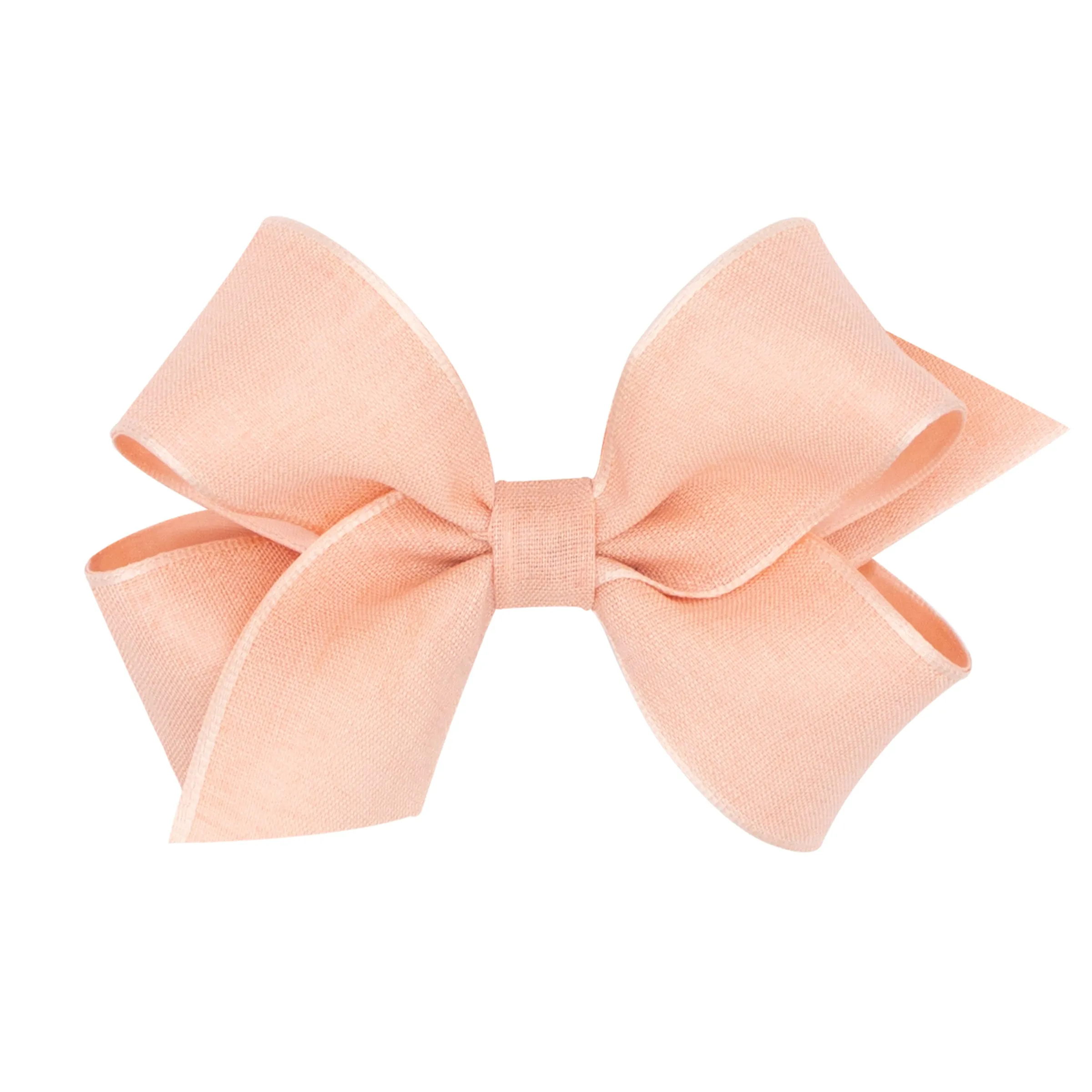 Medium Canvas Linen & Satin Overlay Hair Bow on Clippie