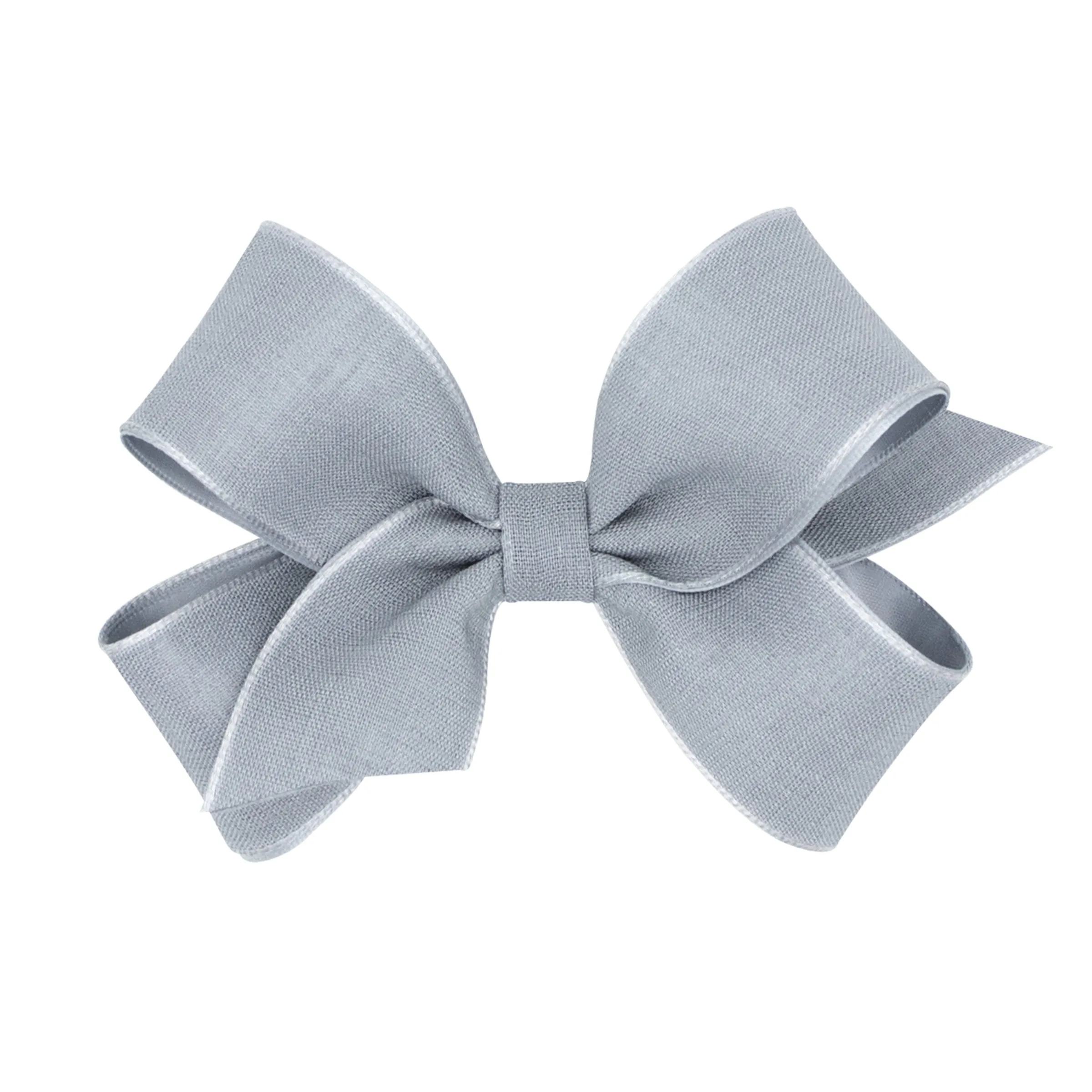 Medium Canvas Linen & Satin Overlay Hair Bow on Clippie