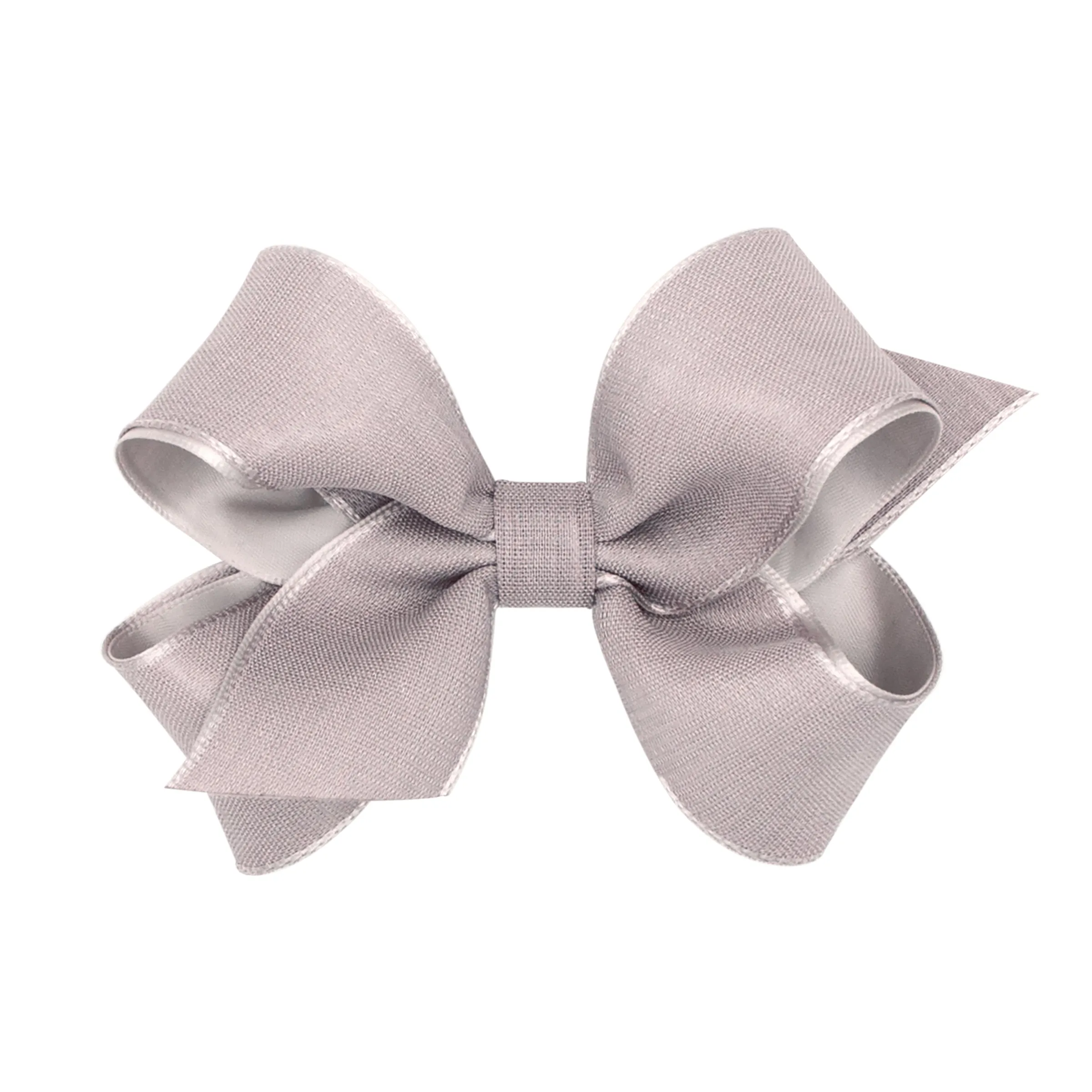 Medium Canvas Linen & Satin Overlay Hair Bow on Clippie