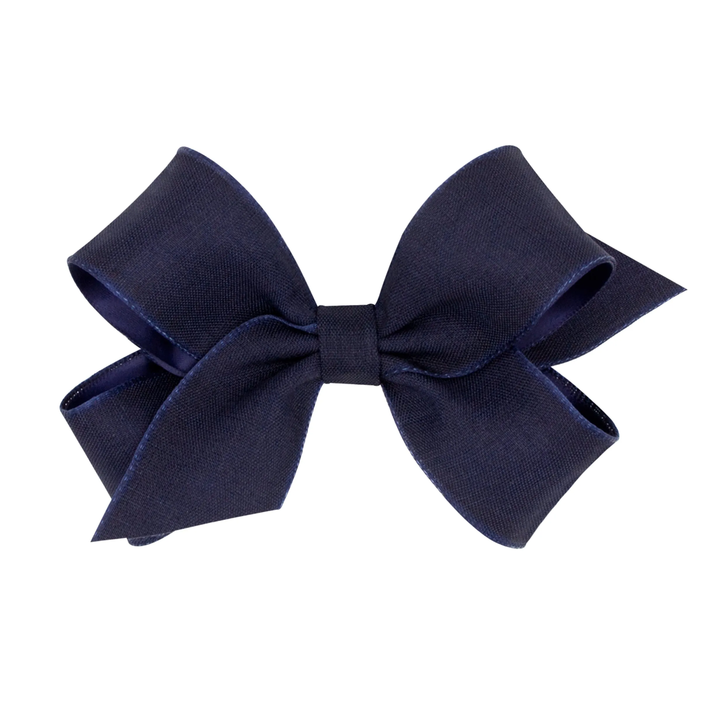 Medium Canvas Linen & Satin Overlay Hair Bow on Clippie