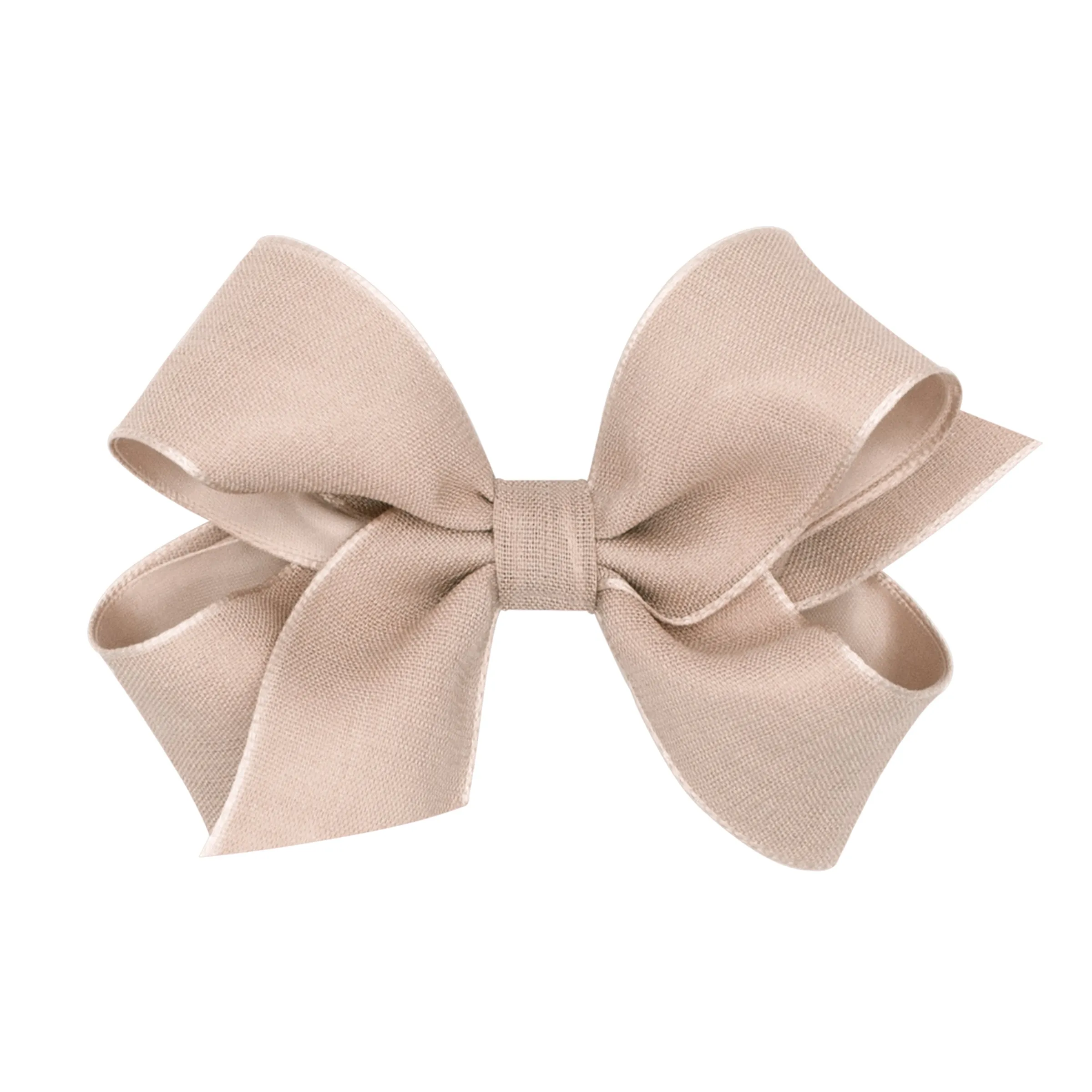 Medium Canvas Linen & Satin Overlay Hair Bow on Clippie