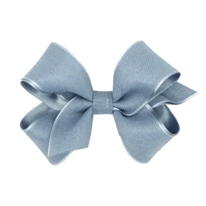 Medium Canvas Linen & Satin Overlay Hair Bow on Clippie