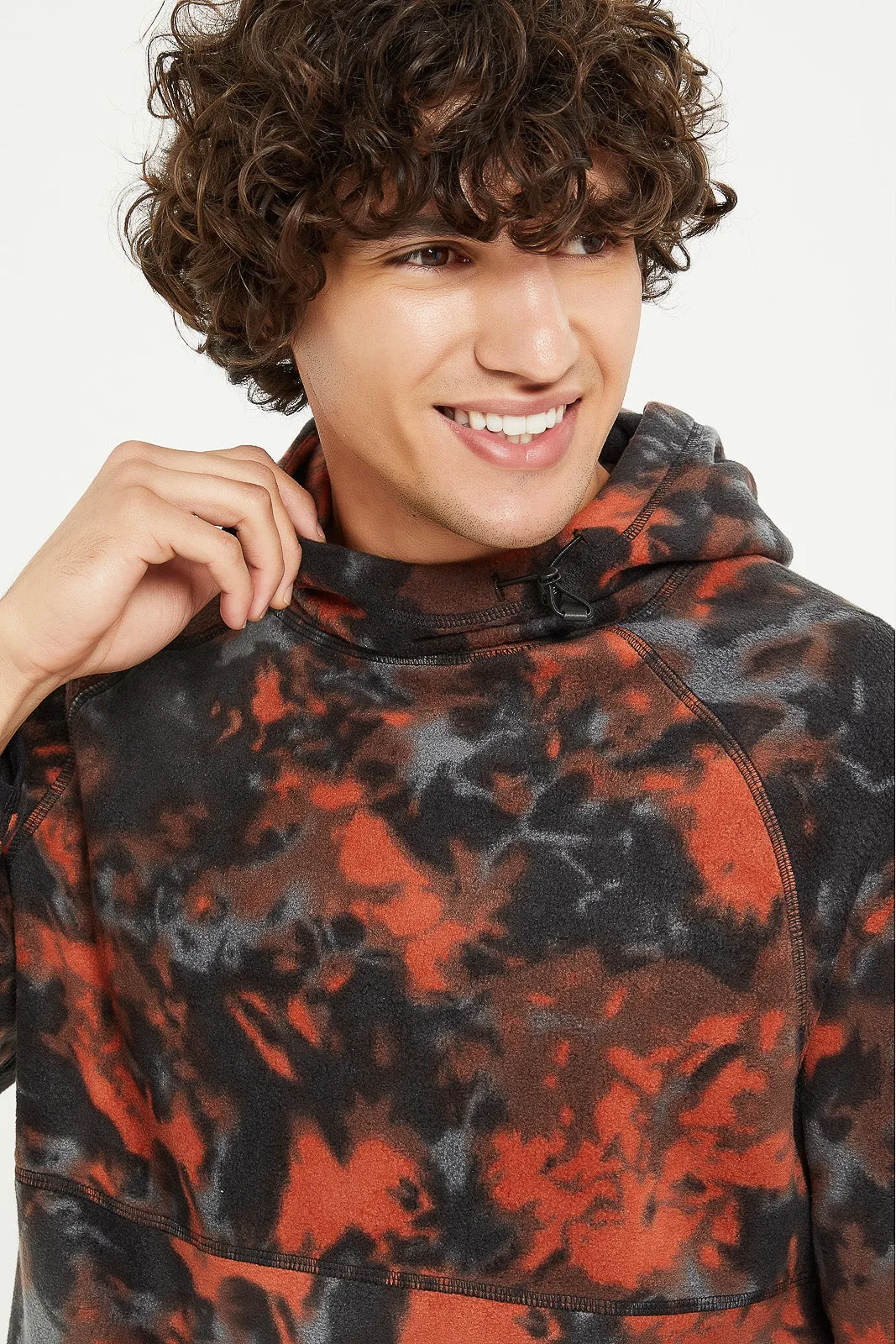 Men Mirage Print Fleece Hoodie