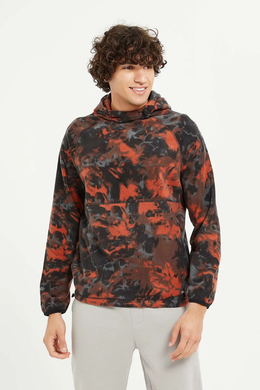 Men Mirage Print Fleece Hoodie