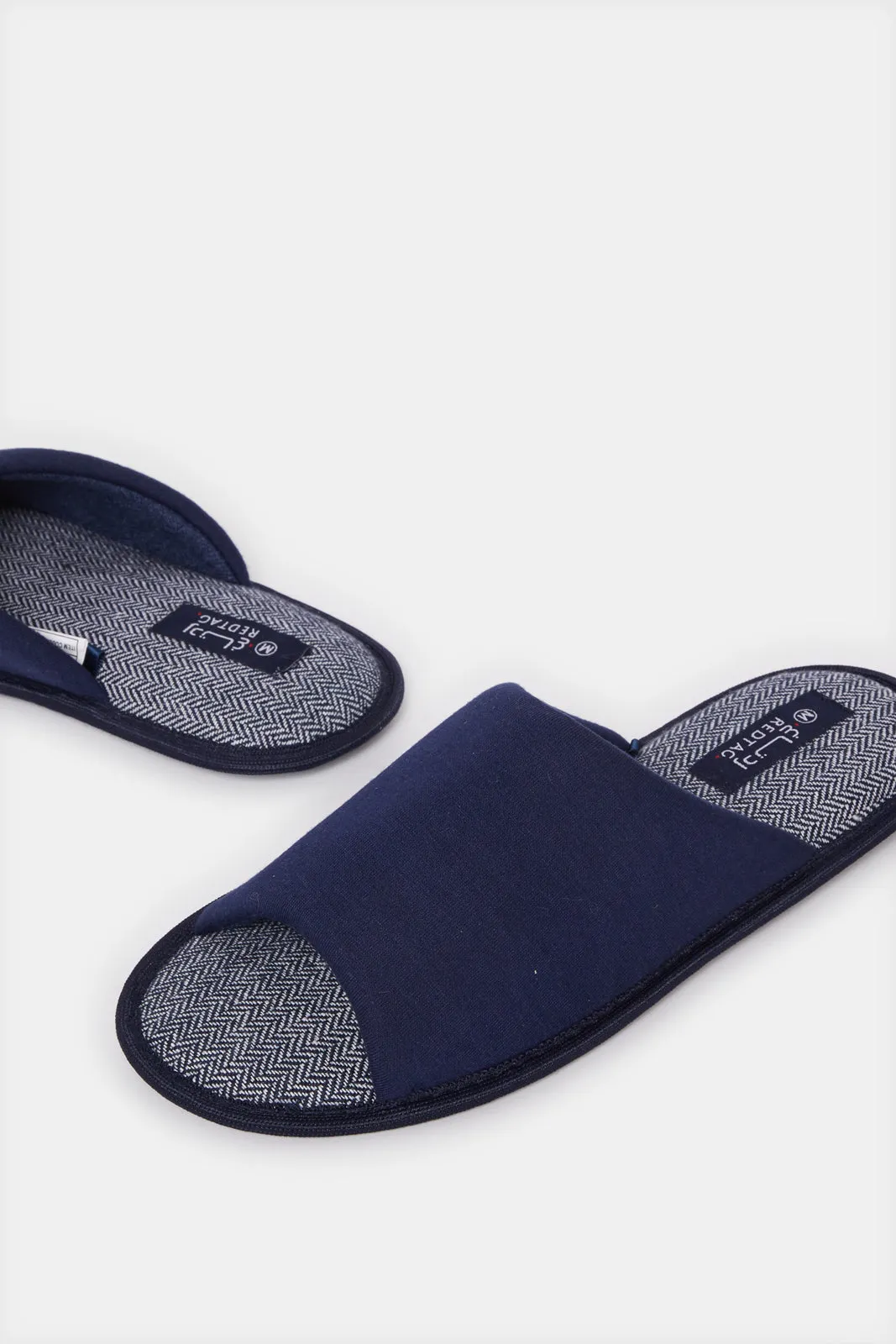 Men Navy Embellished Slipper