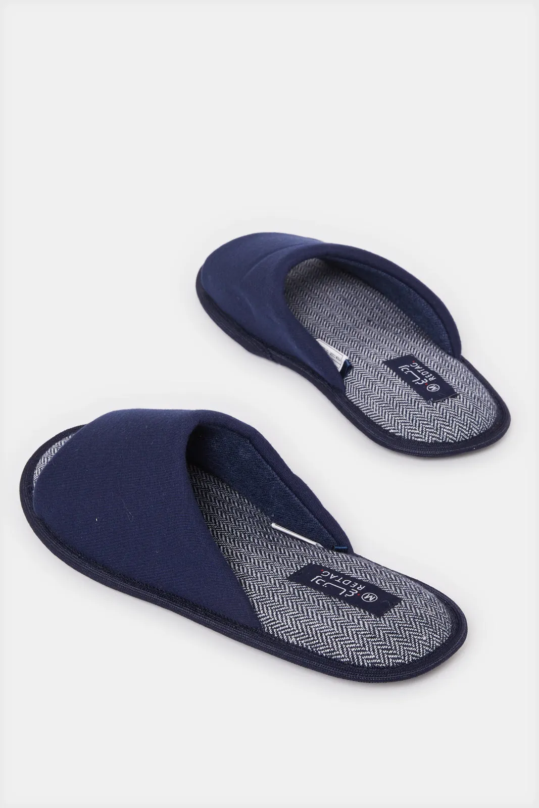 Men Navy Embellished Slipper