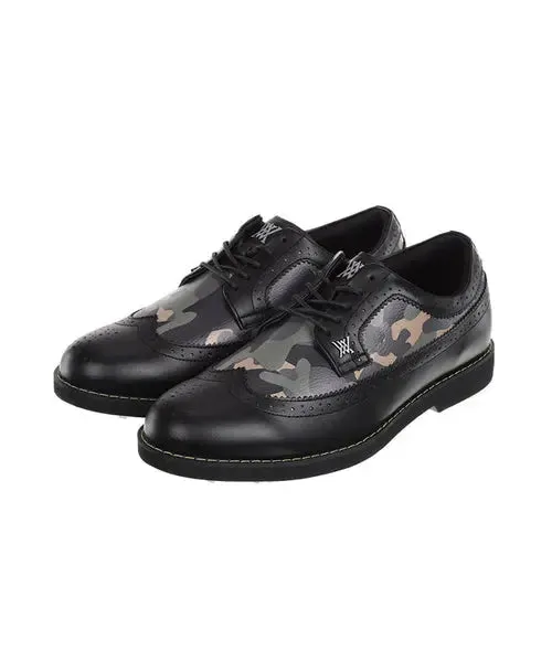 Men's Black Camo Wingtip Brogue Dress Shoes