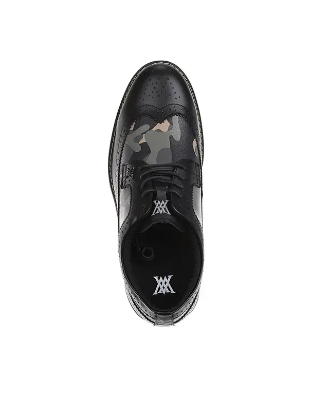 Men's Black Camo Wingtip Brogue Dress Shoes