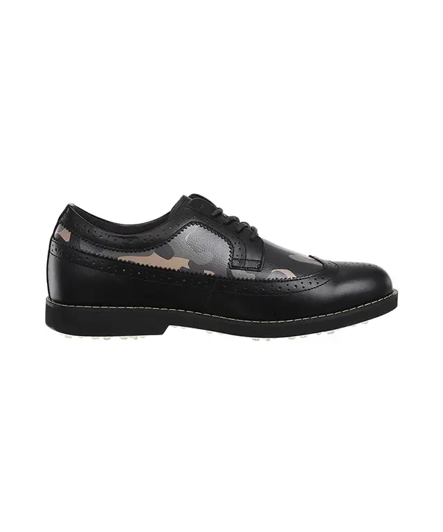 Men's Black Camo Wingtip Brogue Dress Shoes