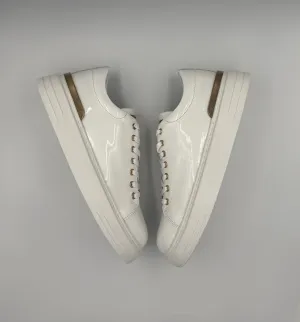 “NAUTA V” LOW-TOP PALZINI SNEAKERS IN PATENT WHITE LEATHER.