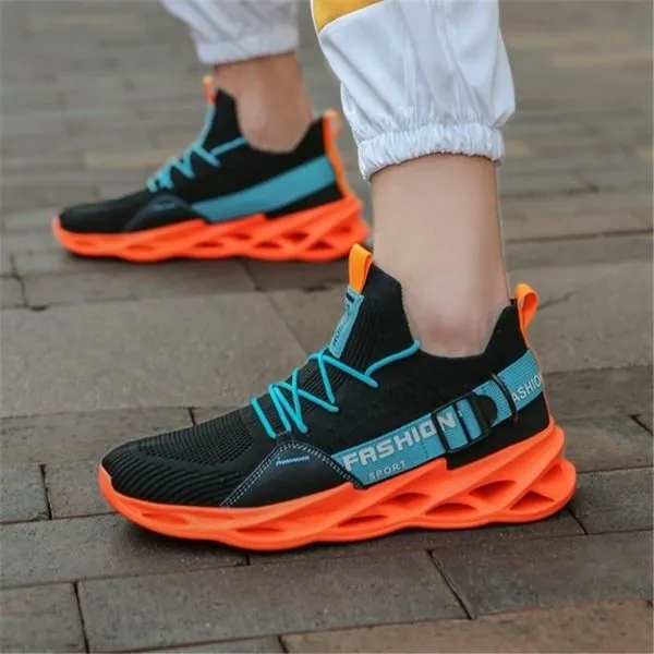 NEW TREND Men's Breathable Flying Weave Running Sneakers Fashion Casual Printing Mesh Outdoor Lightweight Shoes