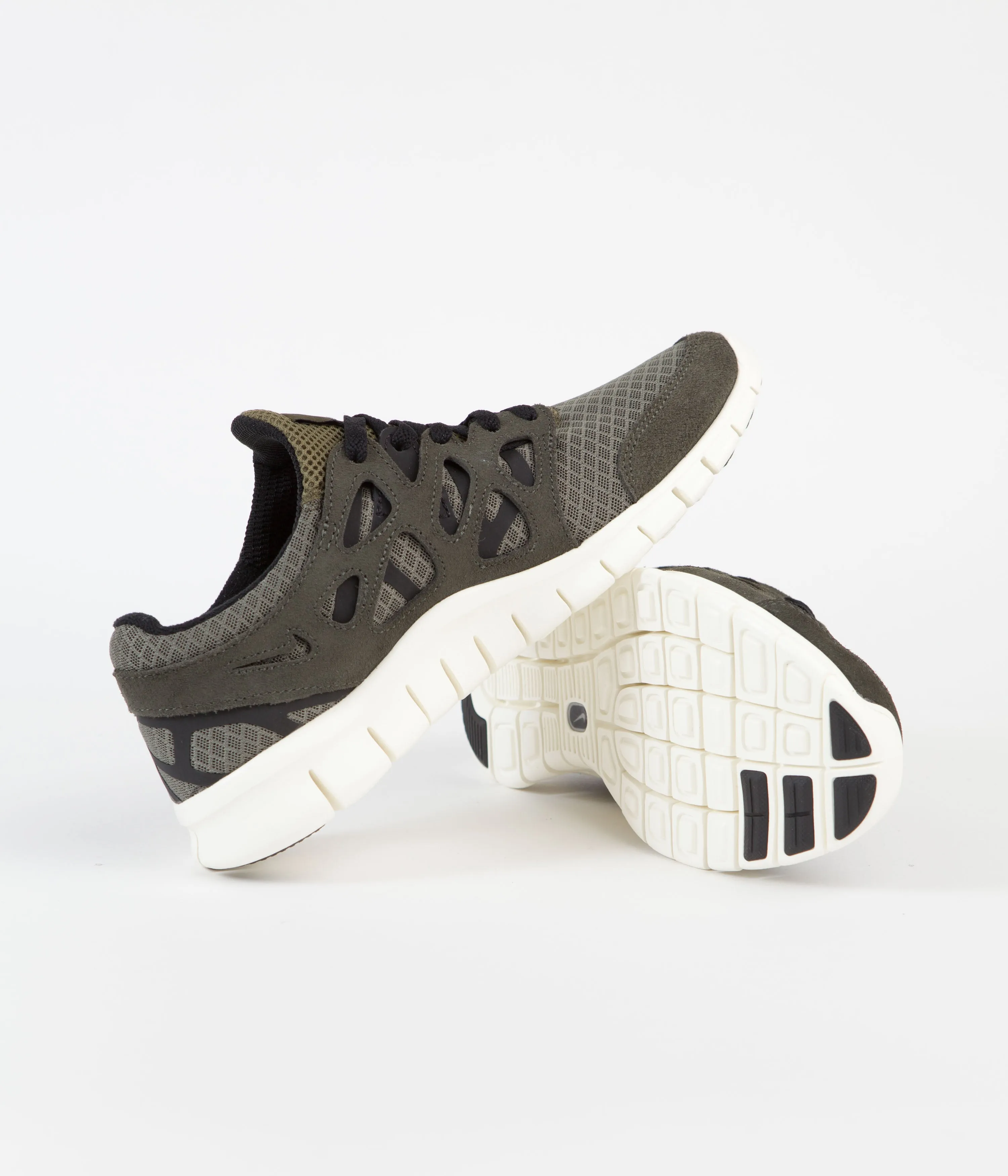 Nike Free Run 2 Shoes - Sequoia / Black - Medium Olive - Sail