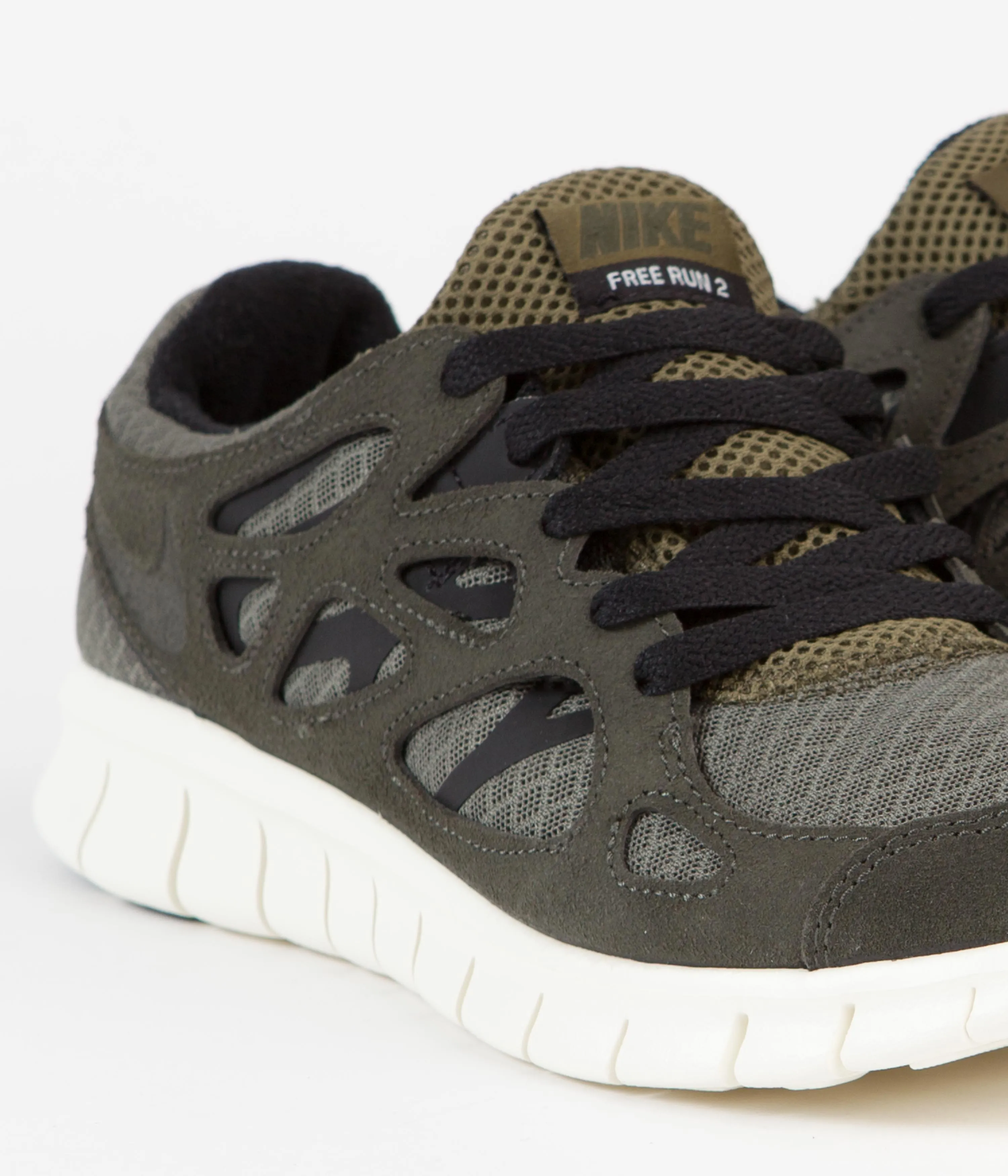 Nike Free Run 2 Shoes - Sequoia / Black - Medium Olive - Sail