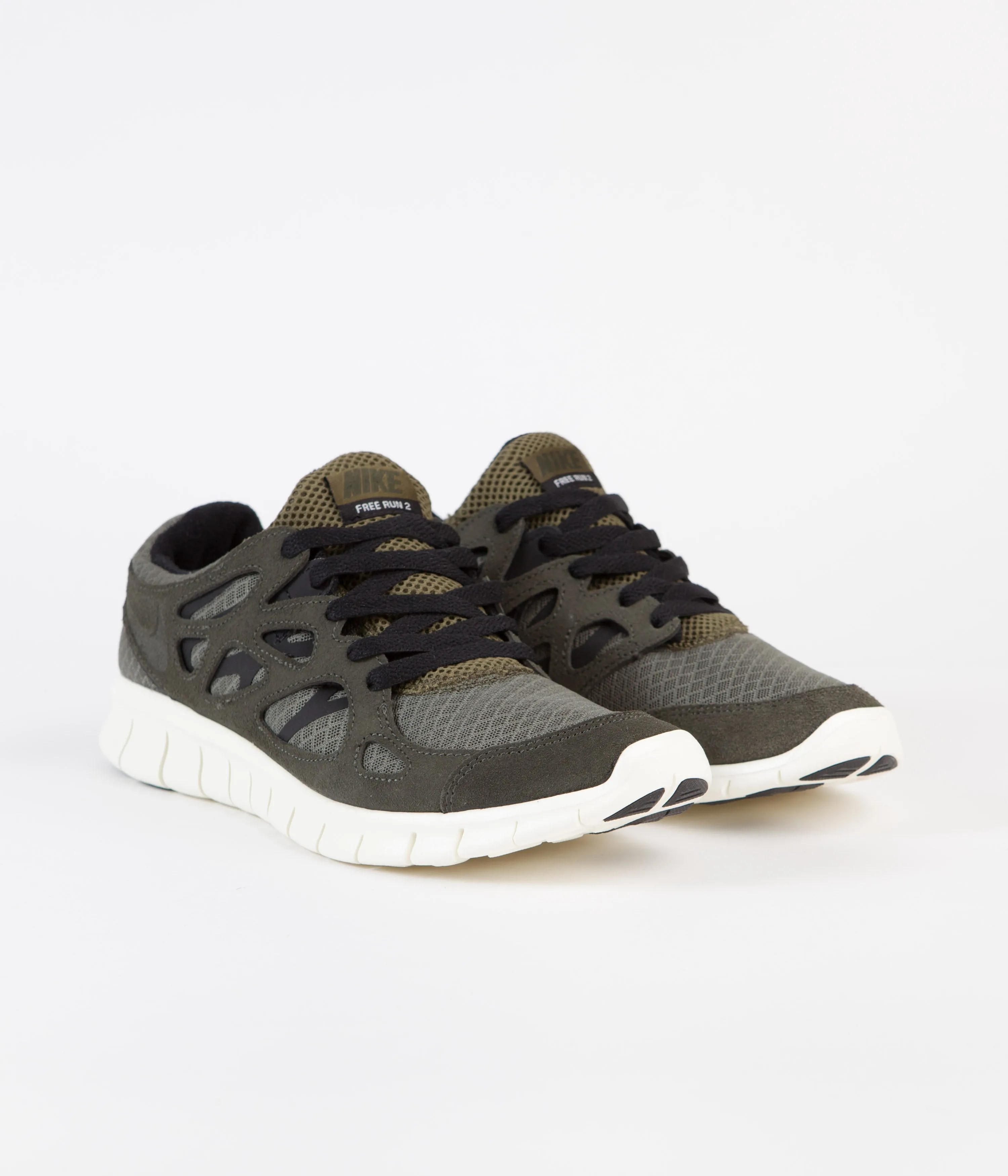 Nike Free Run 2 Shoes - Sequoia / Black - Medium Olive - Sail