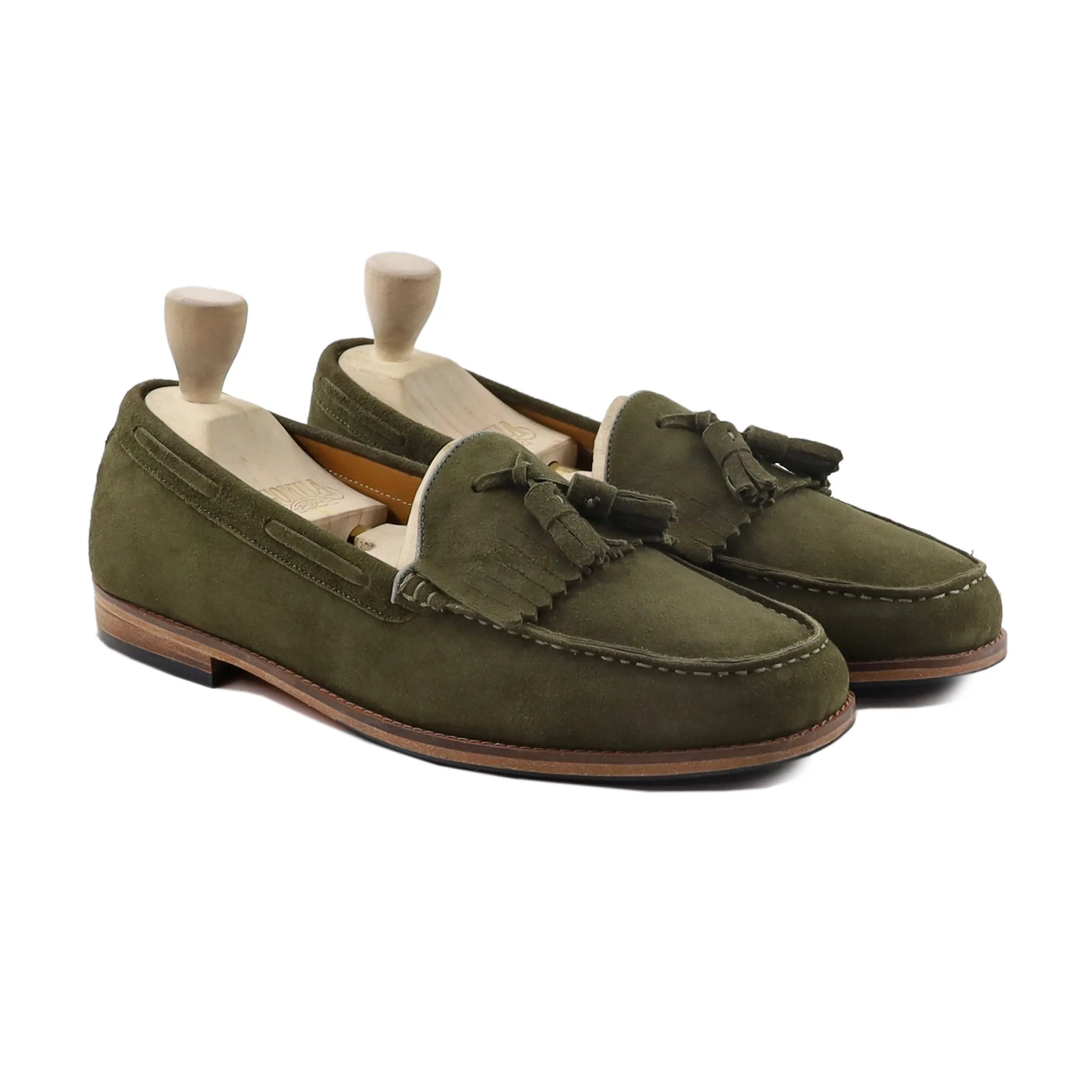 Osborn - Men's Olive Green Kid Suede Loafer