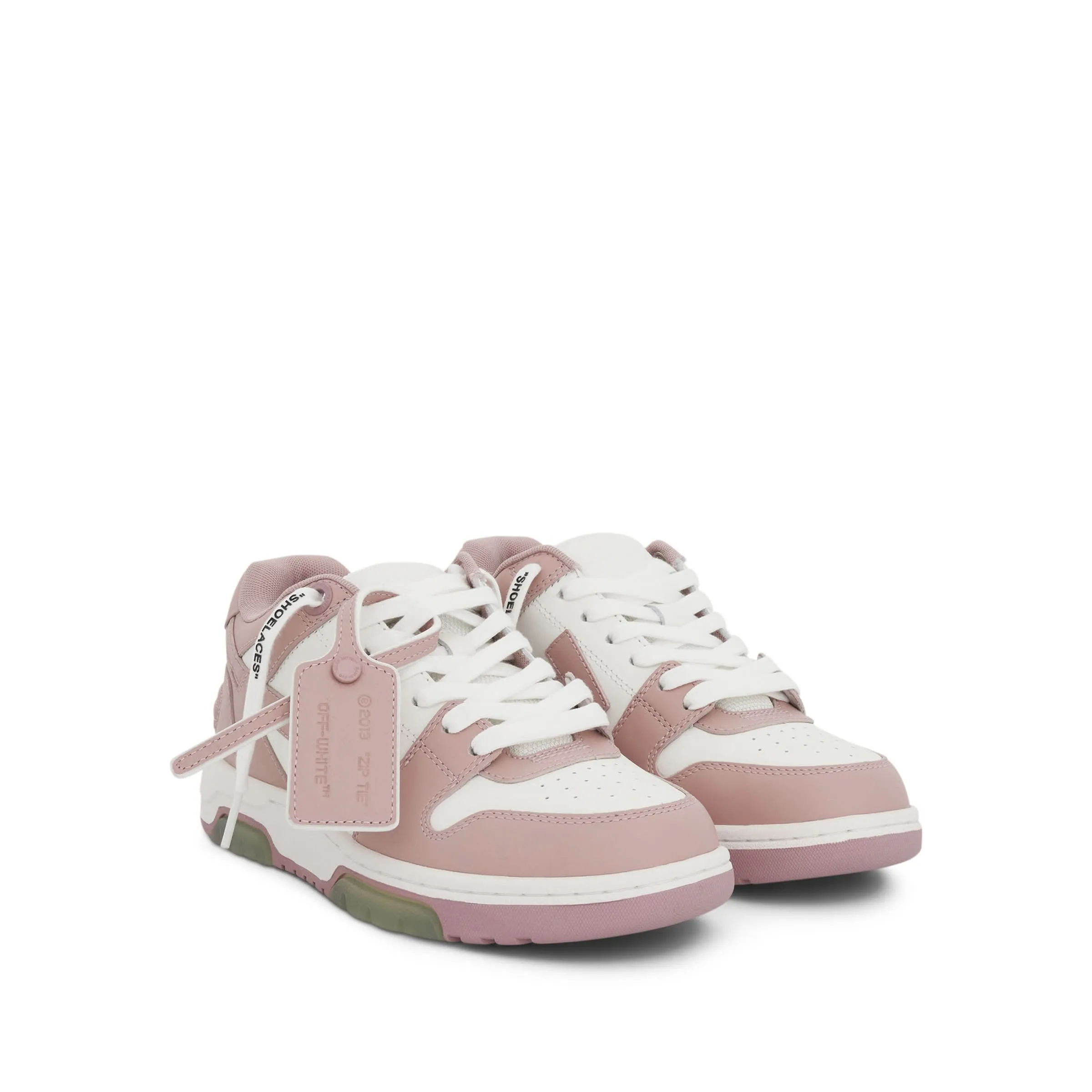 Out of Office Calf Leather Sneaker In White/Pink Colour