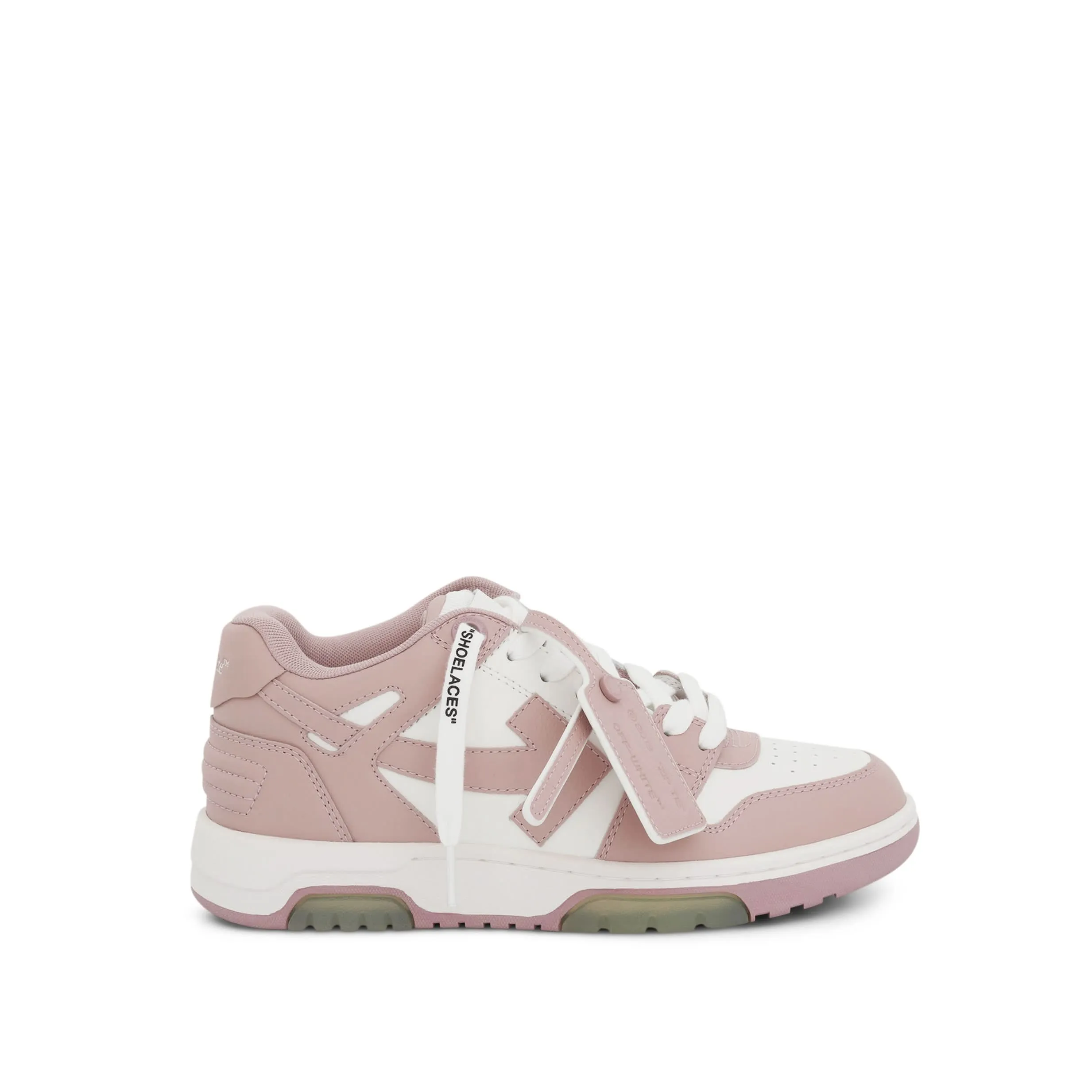 Out of Office Calf Leather Sneaker In White/Pink Colour