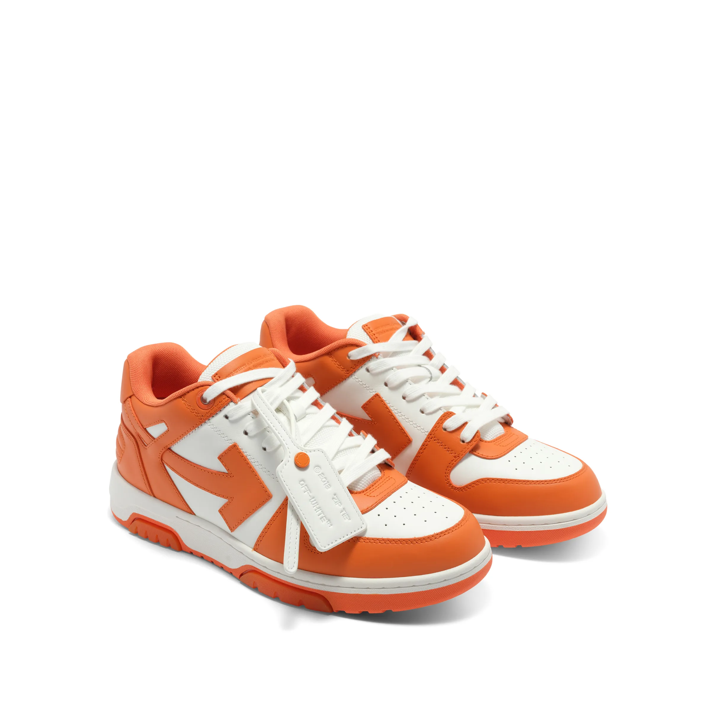 Out of Office Calf Leather Sneakers in White/Orange