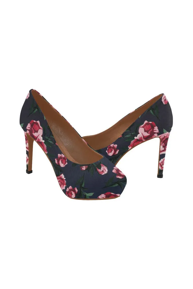 Pink & Blue Floral Women's High Heels