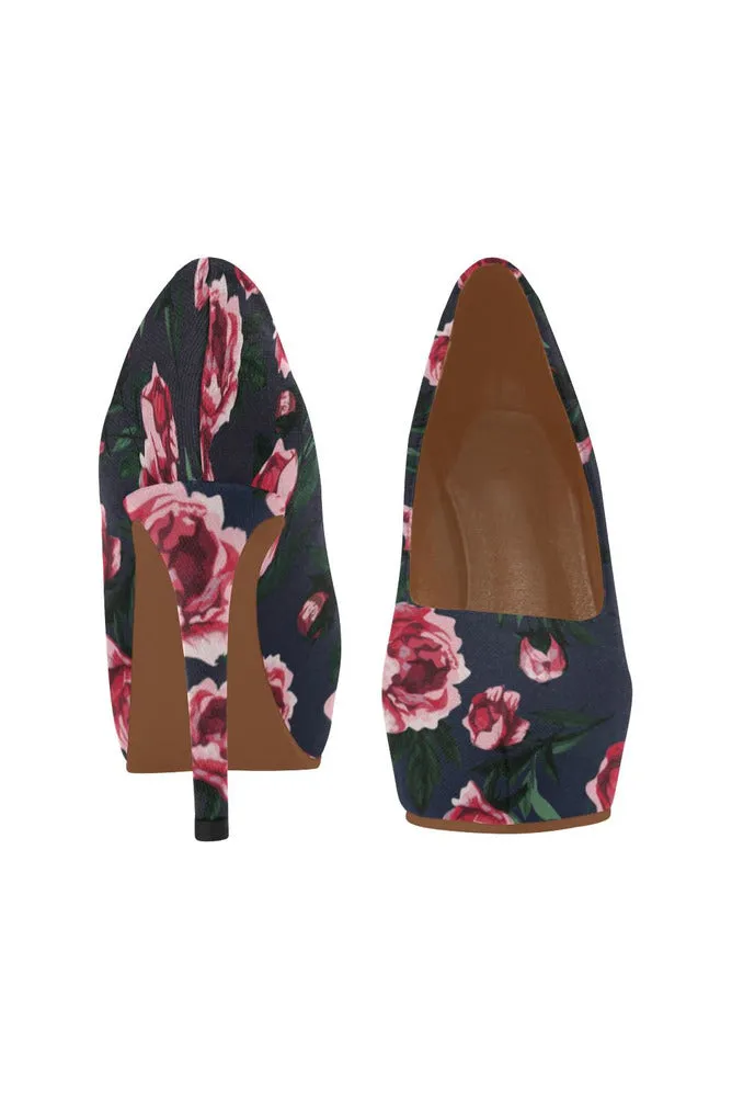 Pink & Blue Floral Women's High Heels