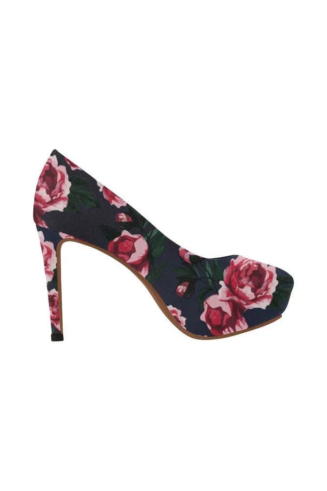 Pink & Blue Floral Women's High Heels