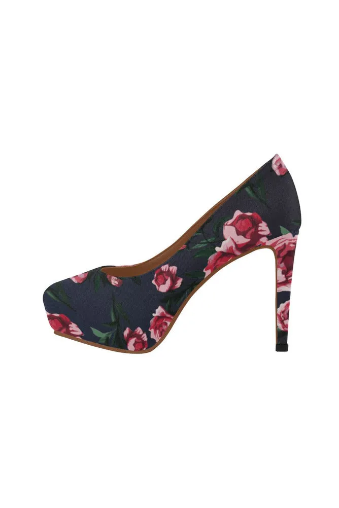 Pink & Blue Floral Women's High Heels