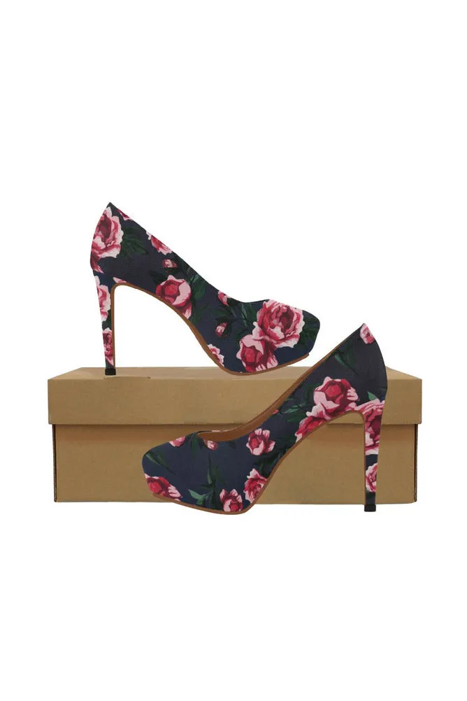 Pink & Blue Floral Women's High Heels