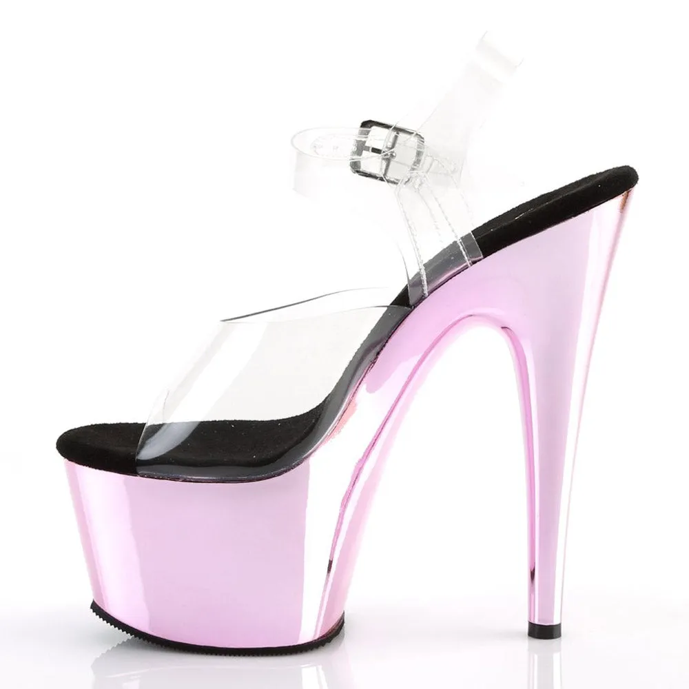 Pleaser Adore - 708 Lisa - Clear/Baby Pink Chrome