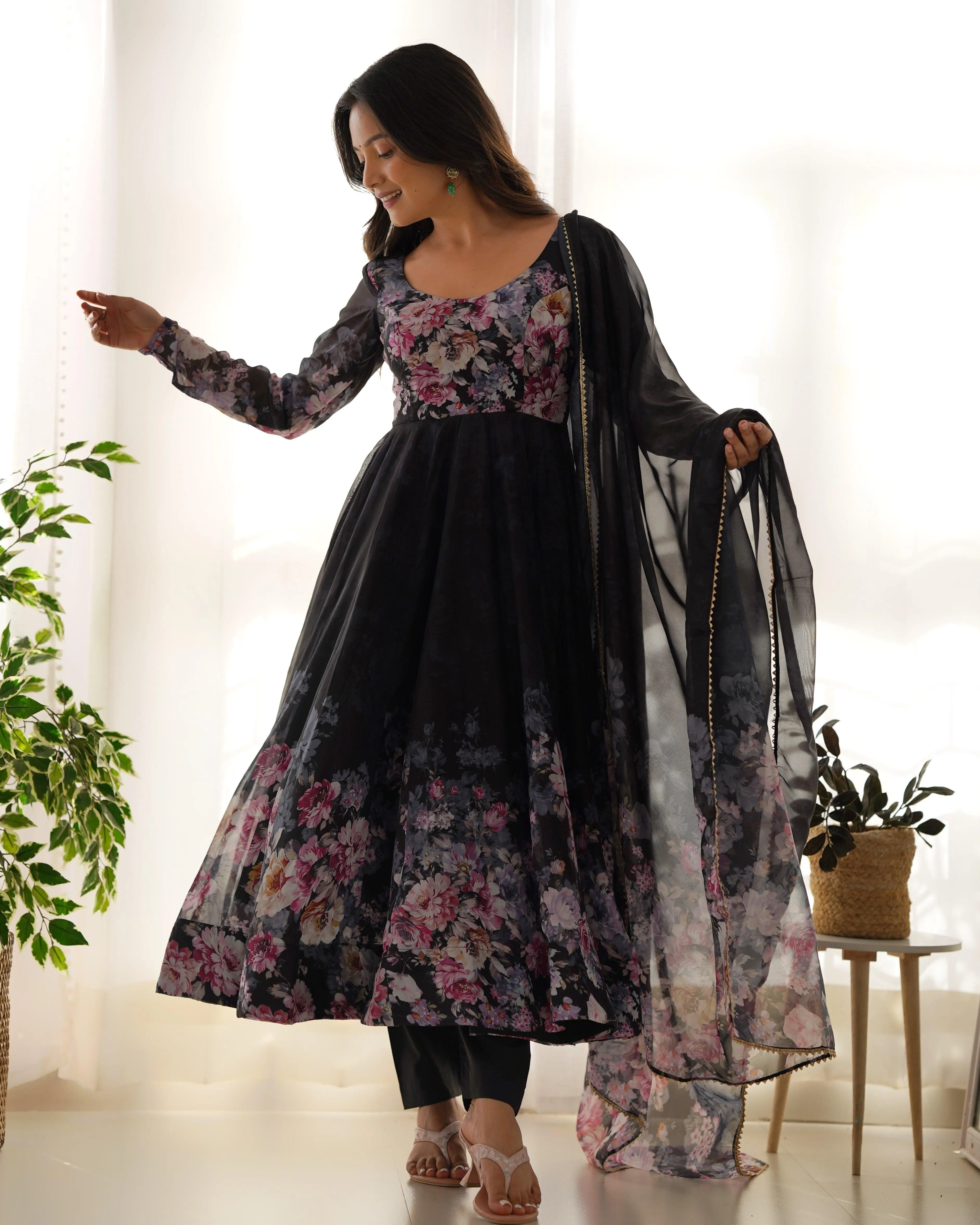 Pure Soft Floral Organza Kurti