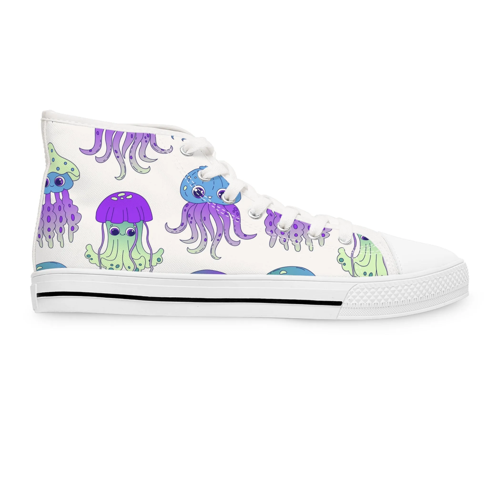 Purple and Blue Jellyfish Women's High Top Sneakers