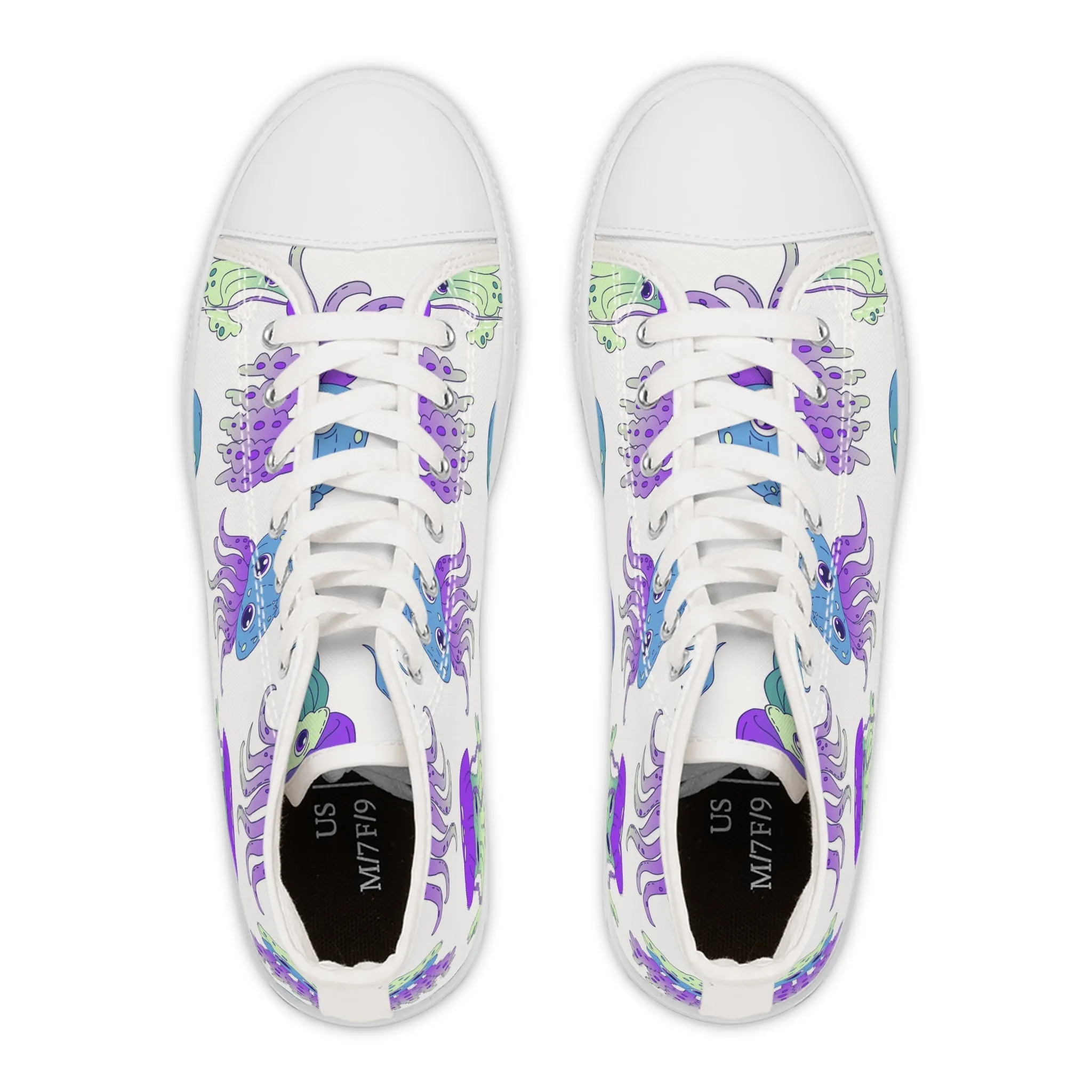 Purple and Blue Jellyfish Women's High Top Sneakers