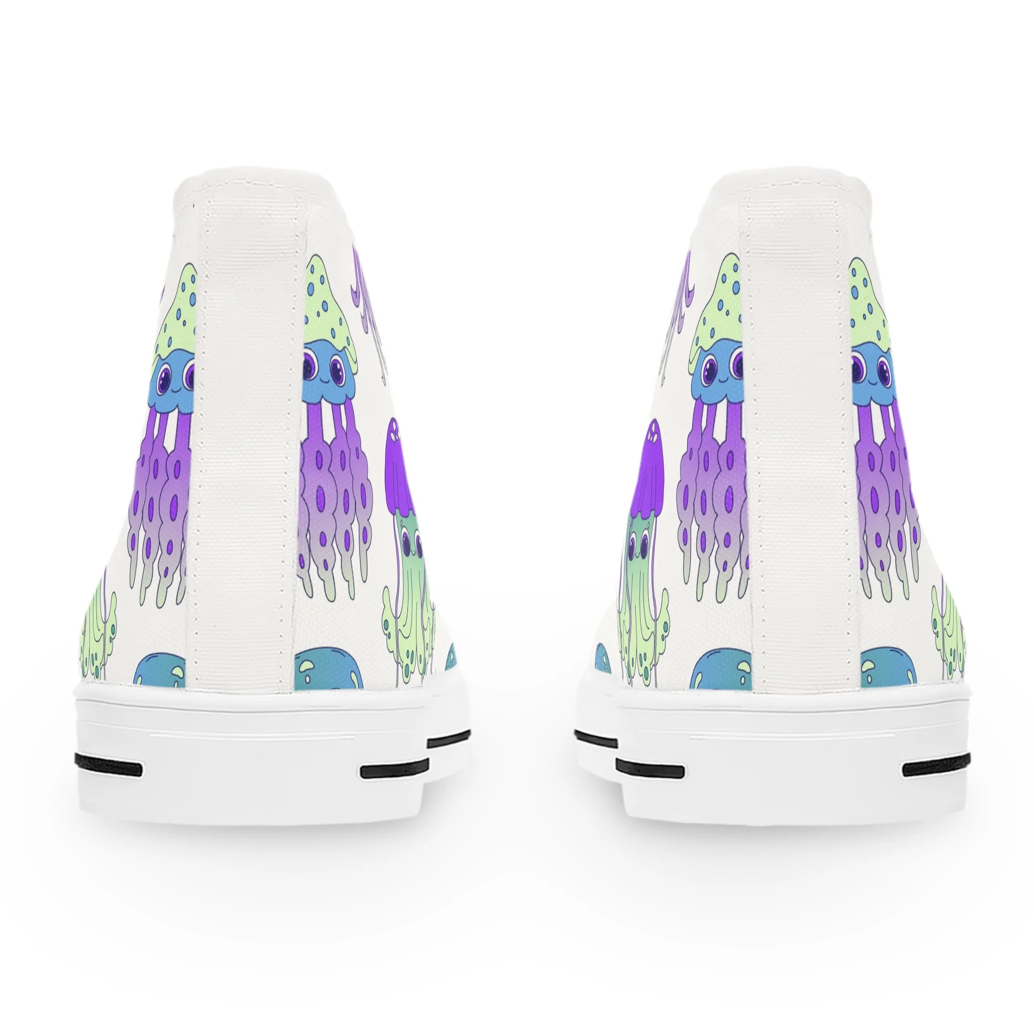 Purple and Blue Jellyfish Women's High Top Sneakers