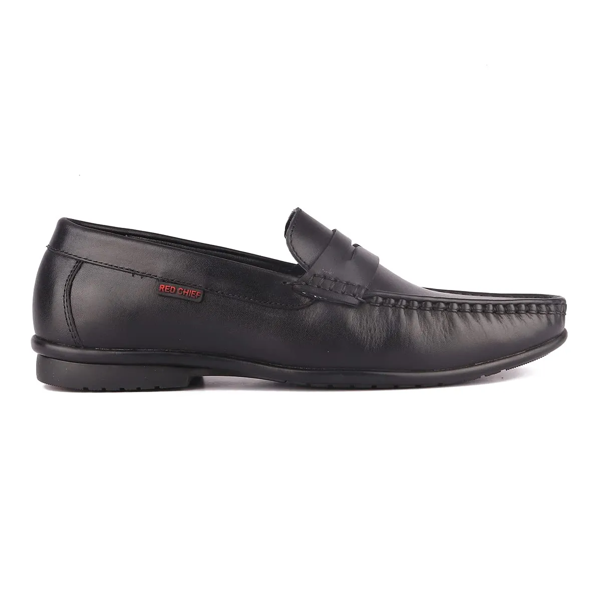 Red Chief Loafer Non-Lace Up | Men's Formal Shoes for Office | Black | Rubber Sole