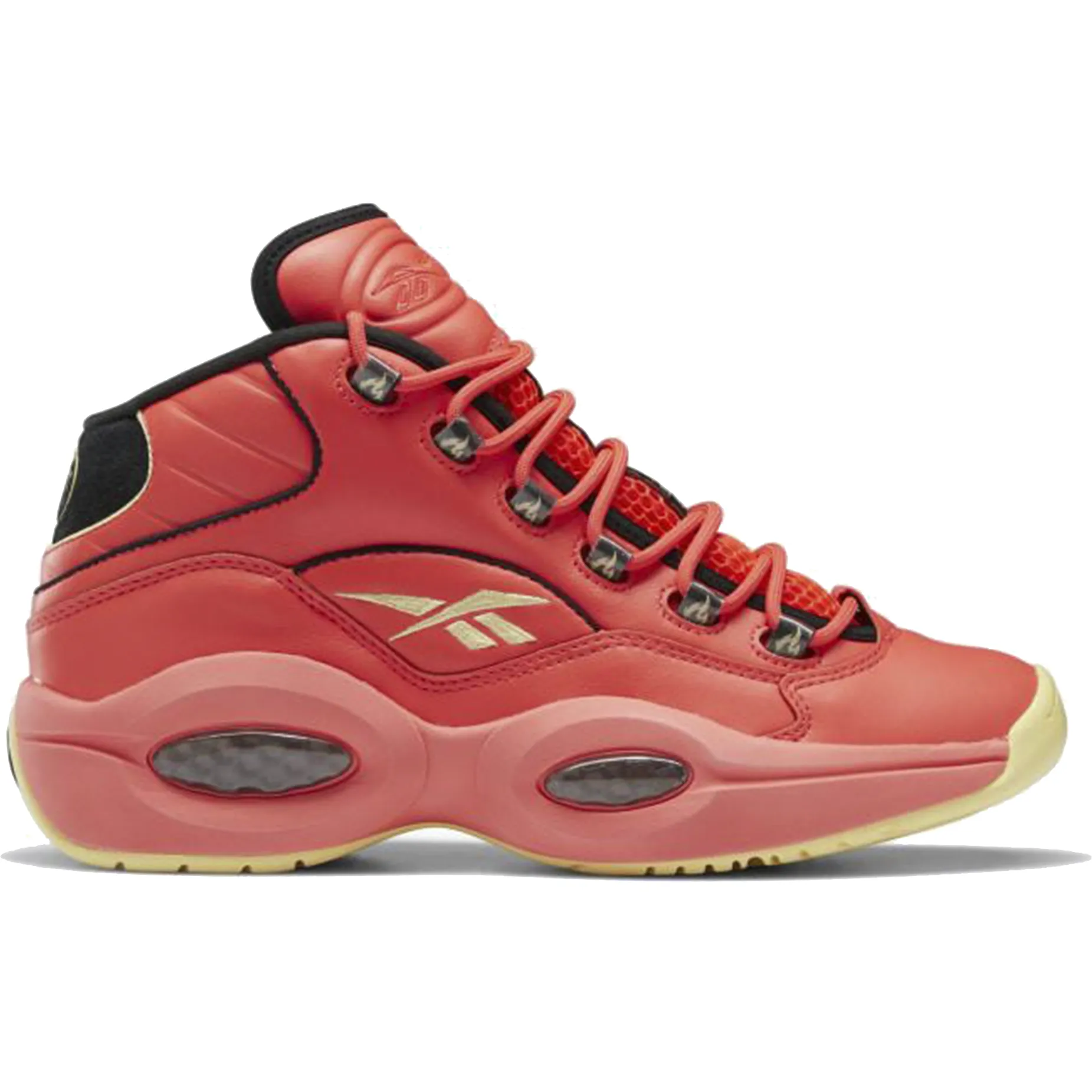 Reebok Men's Hot Ones Question Mid Shoes - Neon Cherry Orange / Black / Yellow