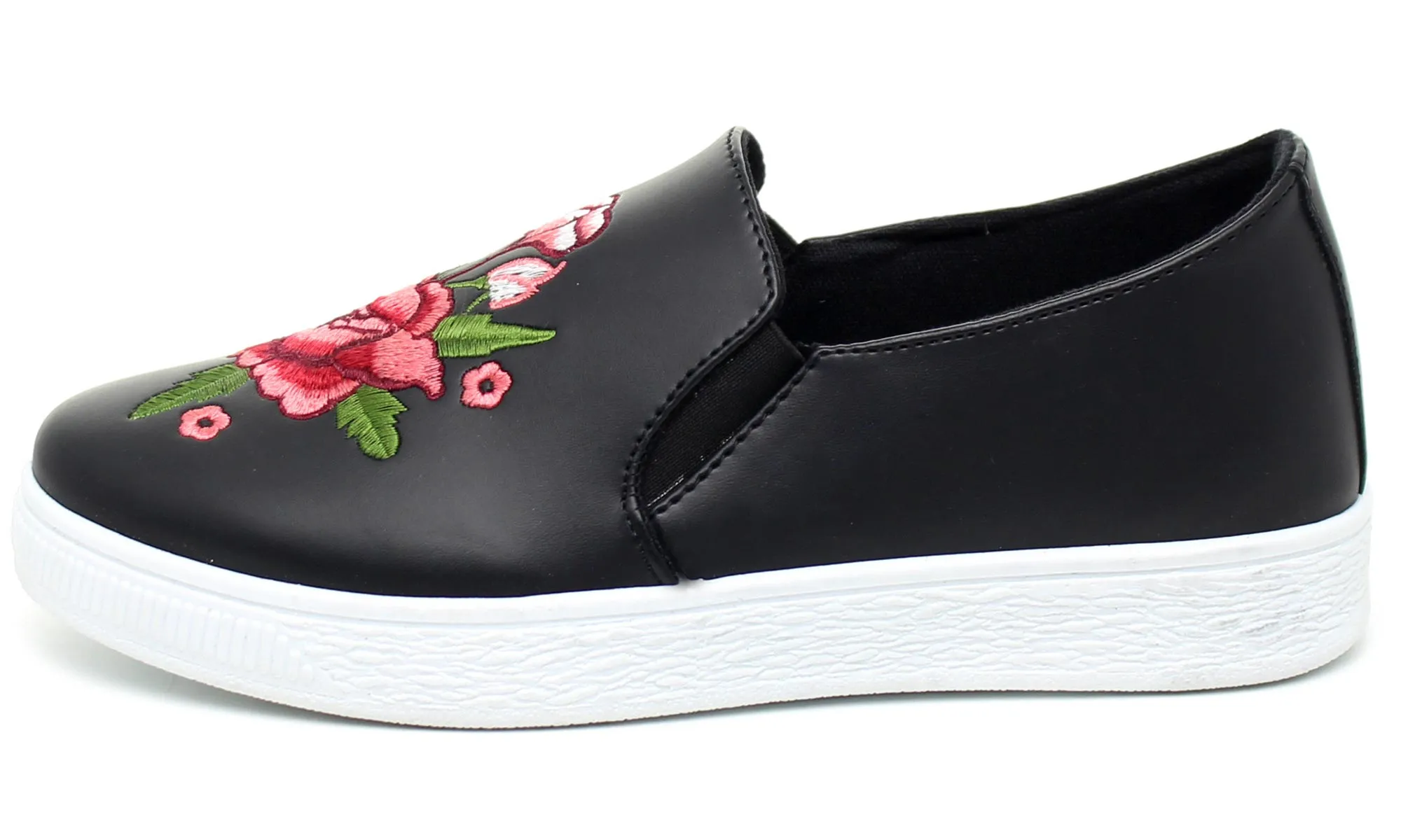 Refresh Footwear Women's Embroidered Floral Slip On Fashion Sneaker