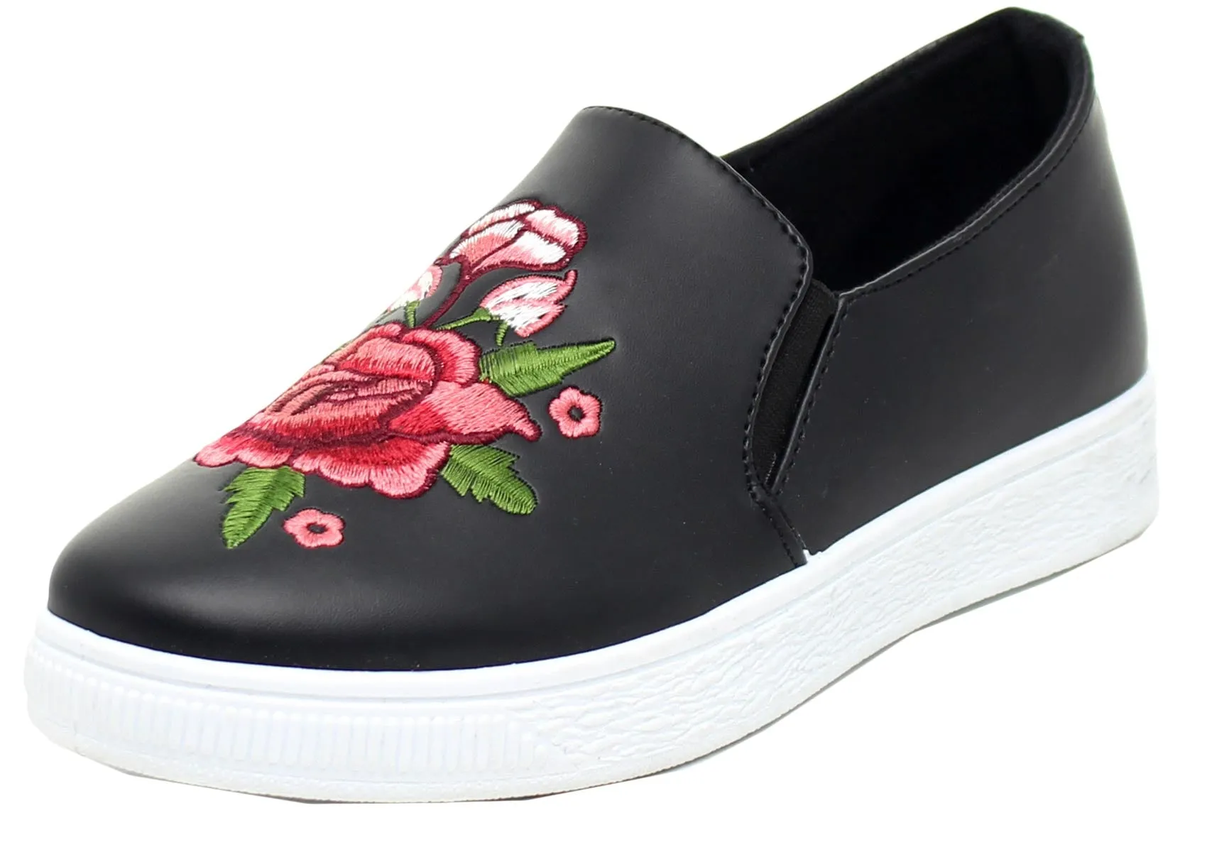 Refresh Footwear Women's Embroidered Floral Slip On Fashion Sneaker